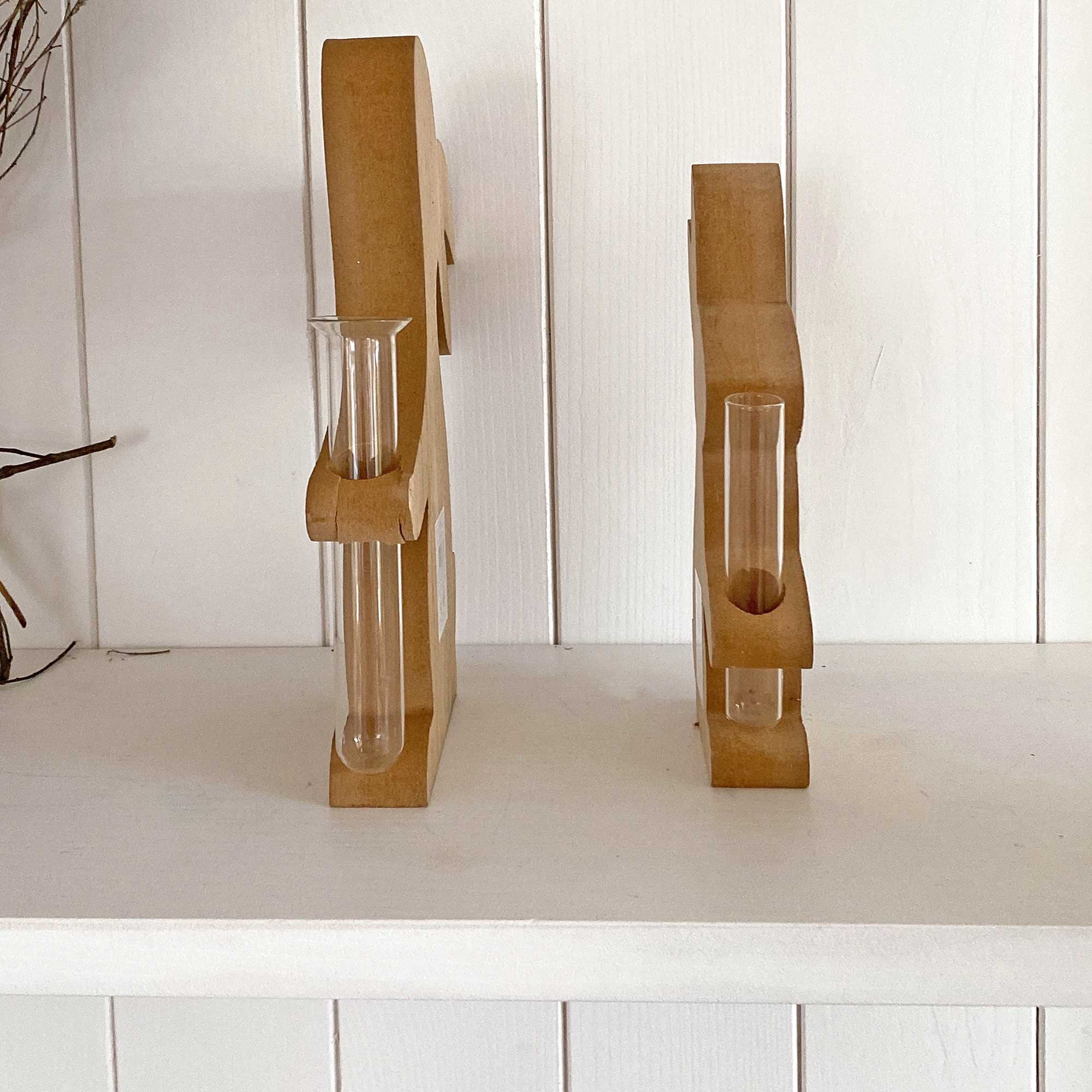 Hase vase ostern deko osterdeko frühlingsdeko holz glas kleine blumen soulbirdee webshop