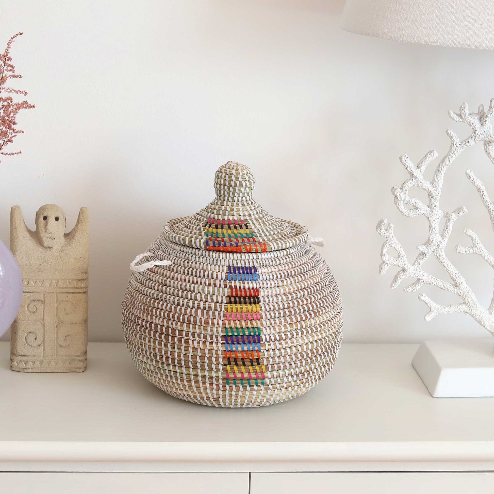 Henkelkorb korb bunt geringelt afrika soulbirdee onlineshop