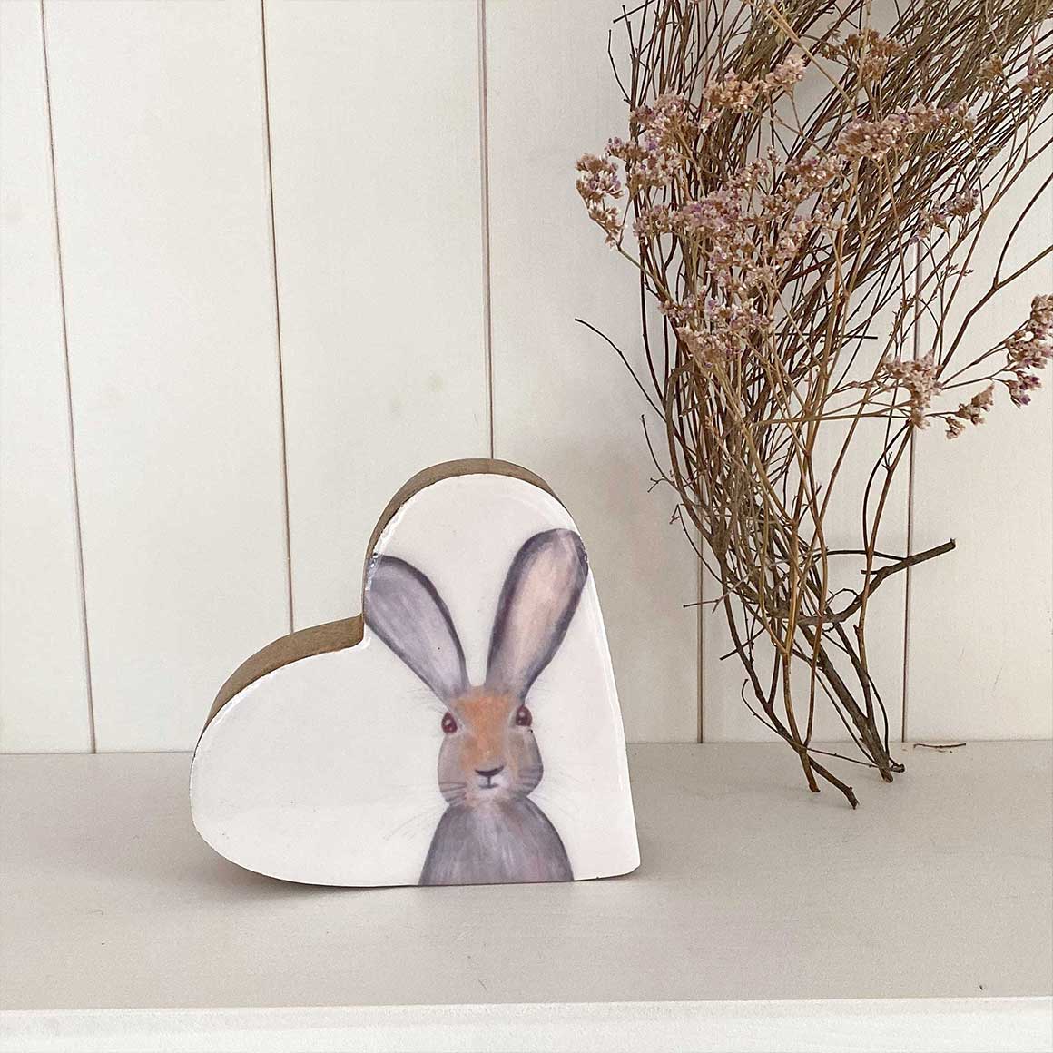 Herz Holzherz Hase Osterdekoration im Landhausstil Osterdeko 2023 Mangoholz natürliche Deko Soulbirdee Onlineshop
