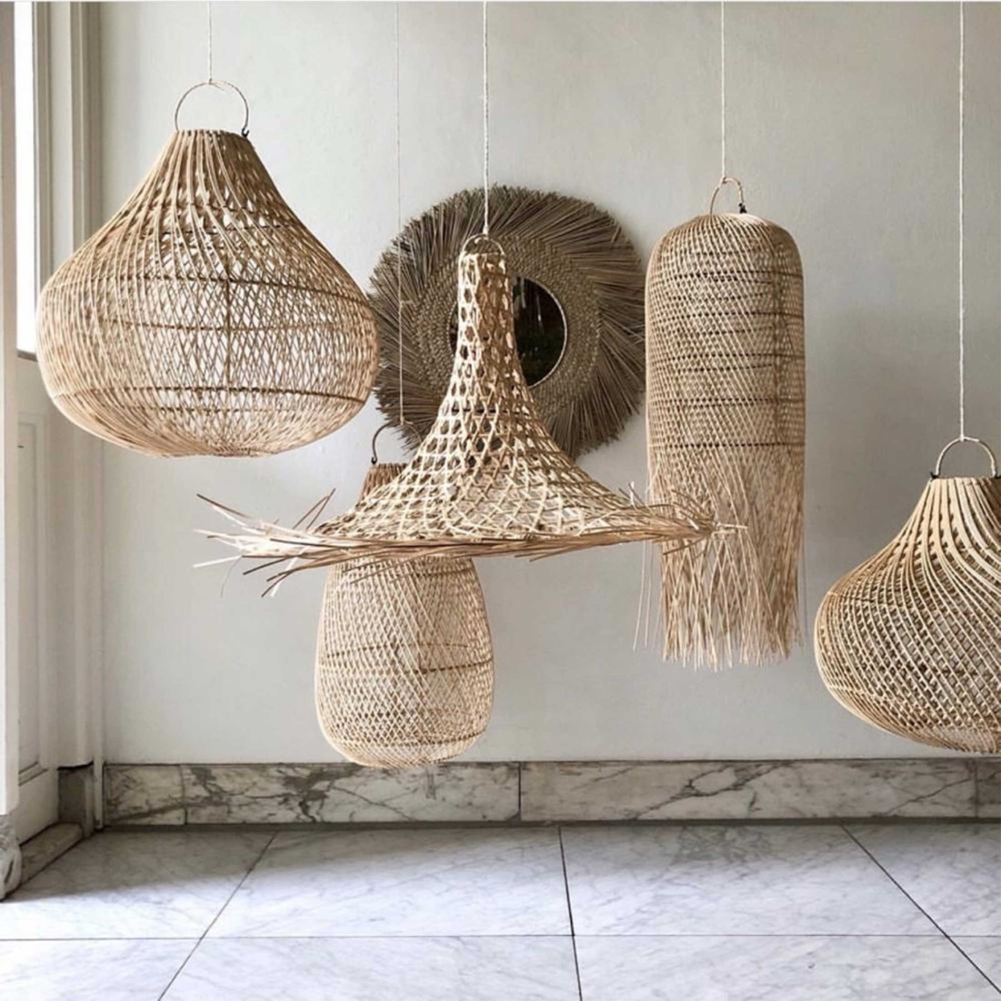 Rattanlampen Lampenschirm Bazar Bizar Soulbirdee Onlineshop Hängelampe für Wohnzimmer, Pendelleuchten Hängelampen Rattan Lampen