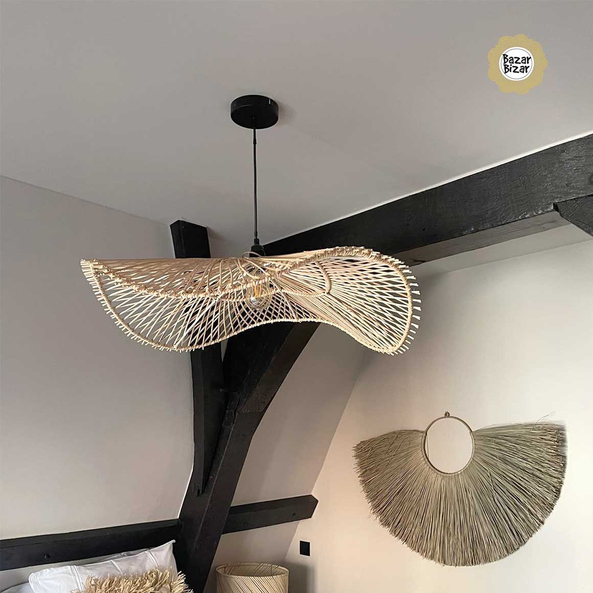 Hängelampe Rattan Lampenschirm Boho Style Rattan Lampe Bazar Bizar Deckenlampe Rattanlampe Naturmaterial Soulbirdee Lampenshop