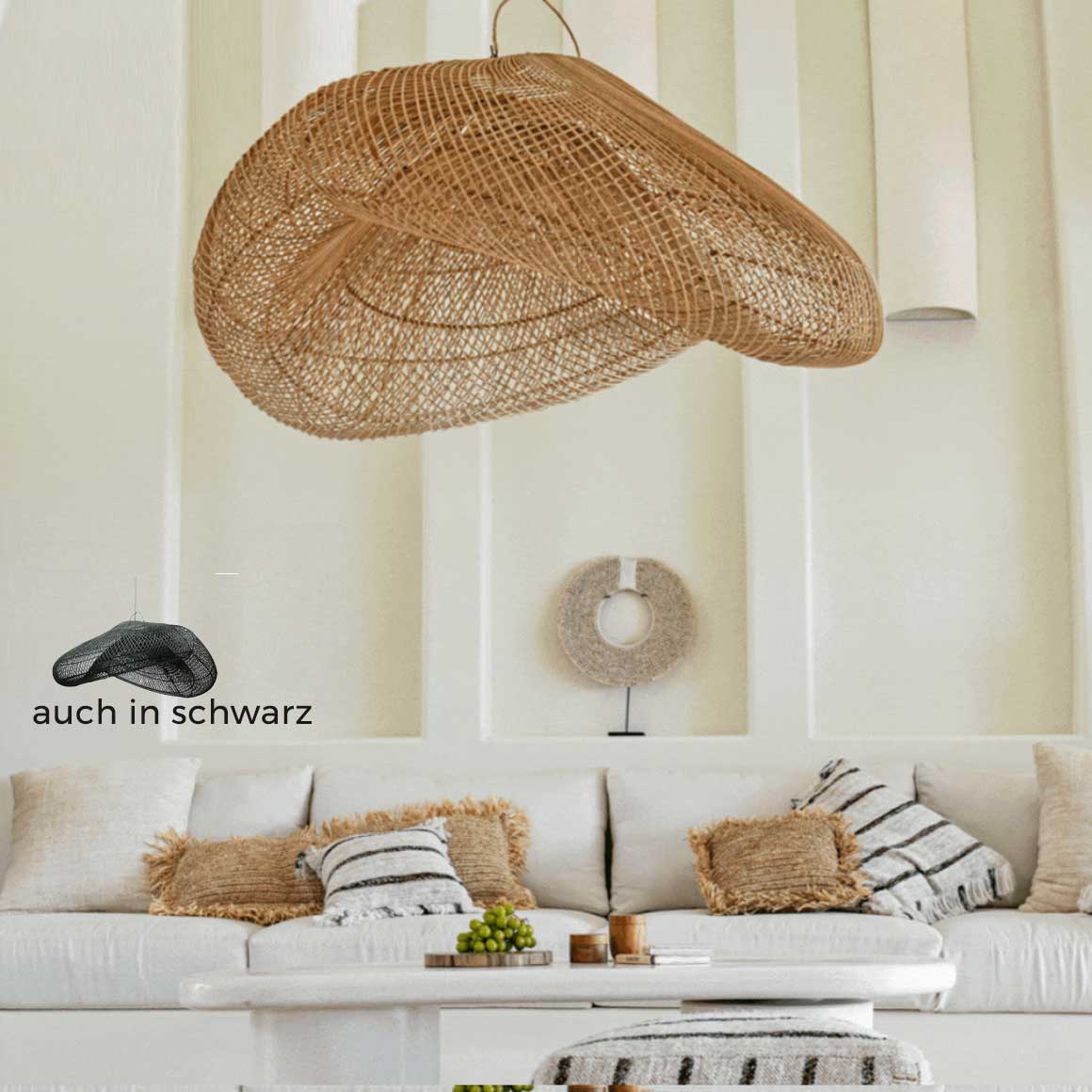 Hängelampe aus Holz Hängelampe Rattanlampe Lampenschirm Rattan von der Marke Bazar Bizar Deckenlampe Boho Hängelampe Wohnzimmer Soulbirdee Lampenshop