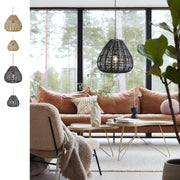Hängelampe aus Rattan Adelle Rattanlampe hängend in Schwarz oder Braun ♥ Esstischlampe im Soulbirdee Onlineshop ♥ Skandi Style Lampe von PR Home Lampe kaufen Lampenshop
