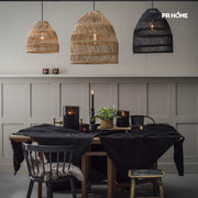 Hängelampe in Braun sowie Schwarz, RattanLampe von PrHome im Soulbirdee Onlineshop Lampenshop als Esstisch Pendelleuchte im modernen Landhaus Stil