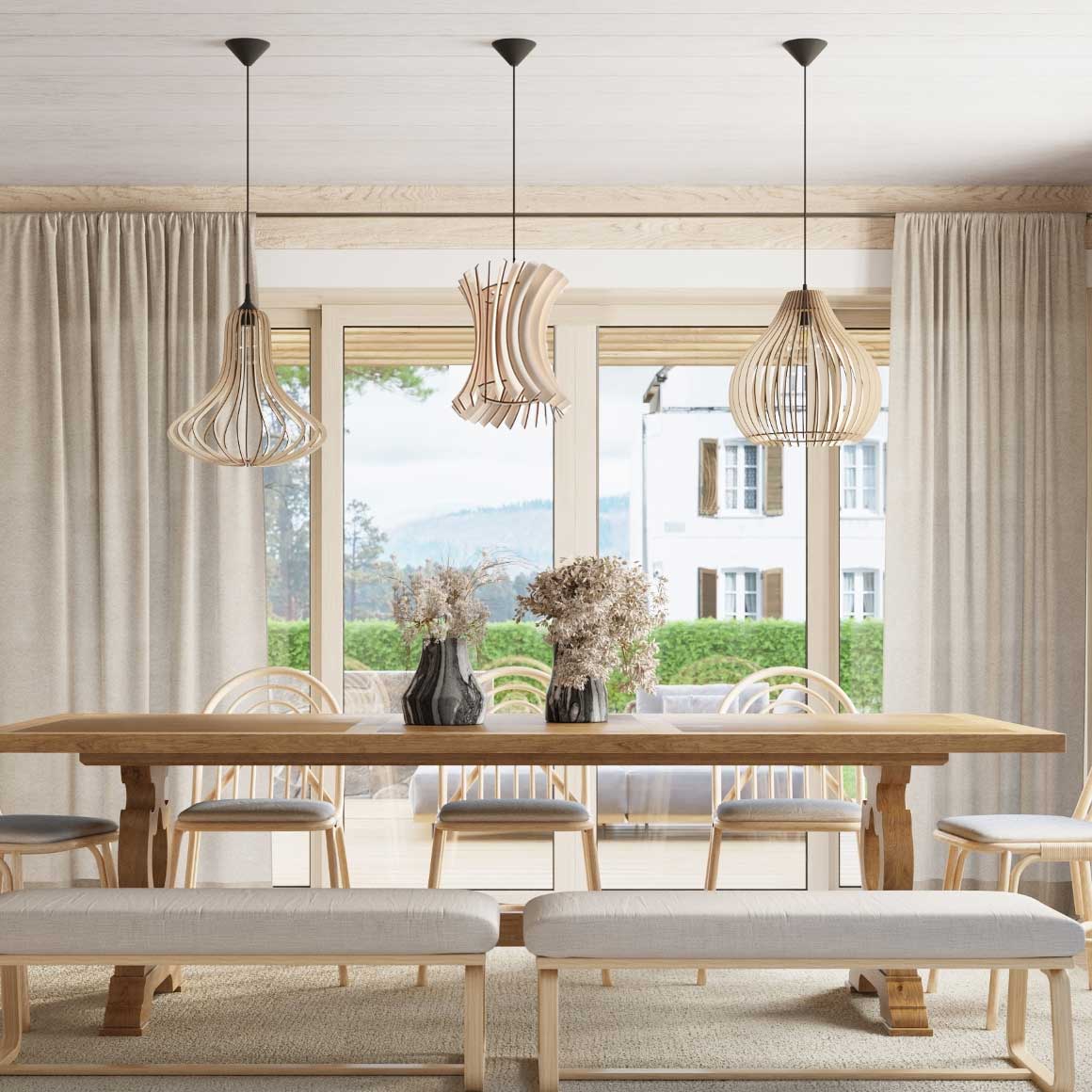 Hängeleuchten aus Holz als Esstischlampe Hängelampe aus holz holzlampe esstischlampe lampe pendellampe soulbirdee Lampenshop ♥ Holzlampe für den Esstisch ✓ Esstischlampe kaufen ✅ Wohnzimmer Beleuchtung Lampenshop Soulbirdee