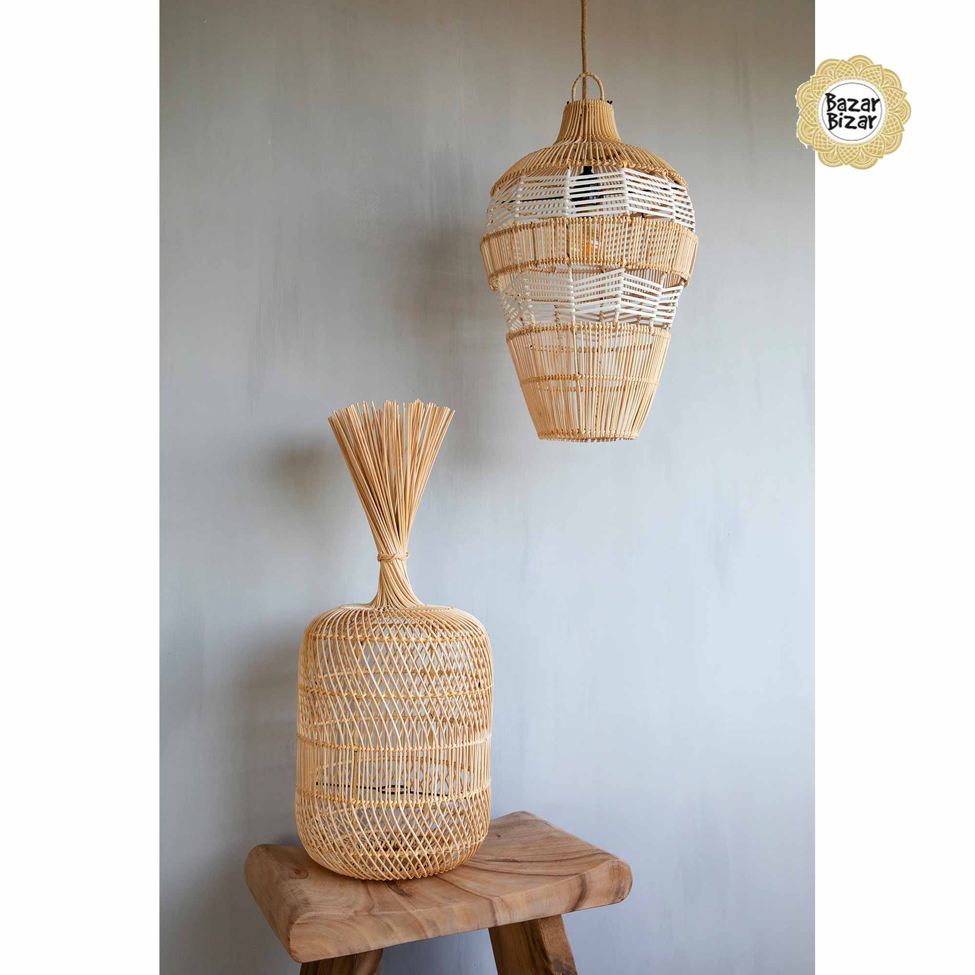 Haengelampe Vasenlampe aus Rattan ♥ Bazar Bizar Rattanlampe ♥ Hängelampe kaufen im Bohemian Design ♥ Bazar Bizar bei Soulbirdee Onlineshop