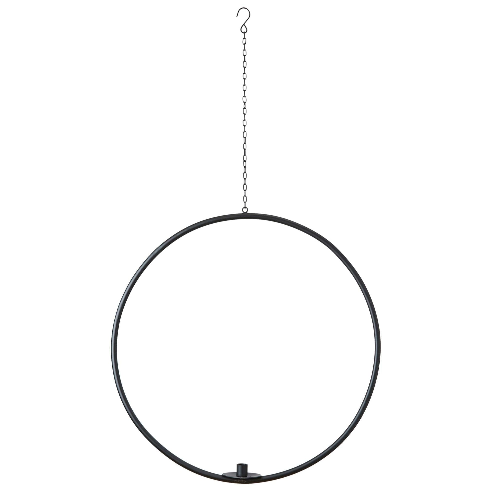 Fensterdeko Hängender Kerzenhalter Ring in Schwarz Metall Skandi Stil ♥ Hängender Kerzenring für eine Kerze | Mit Tropfschutz für das Wachs ☆ Schneller Versand und netter Service
