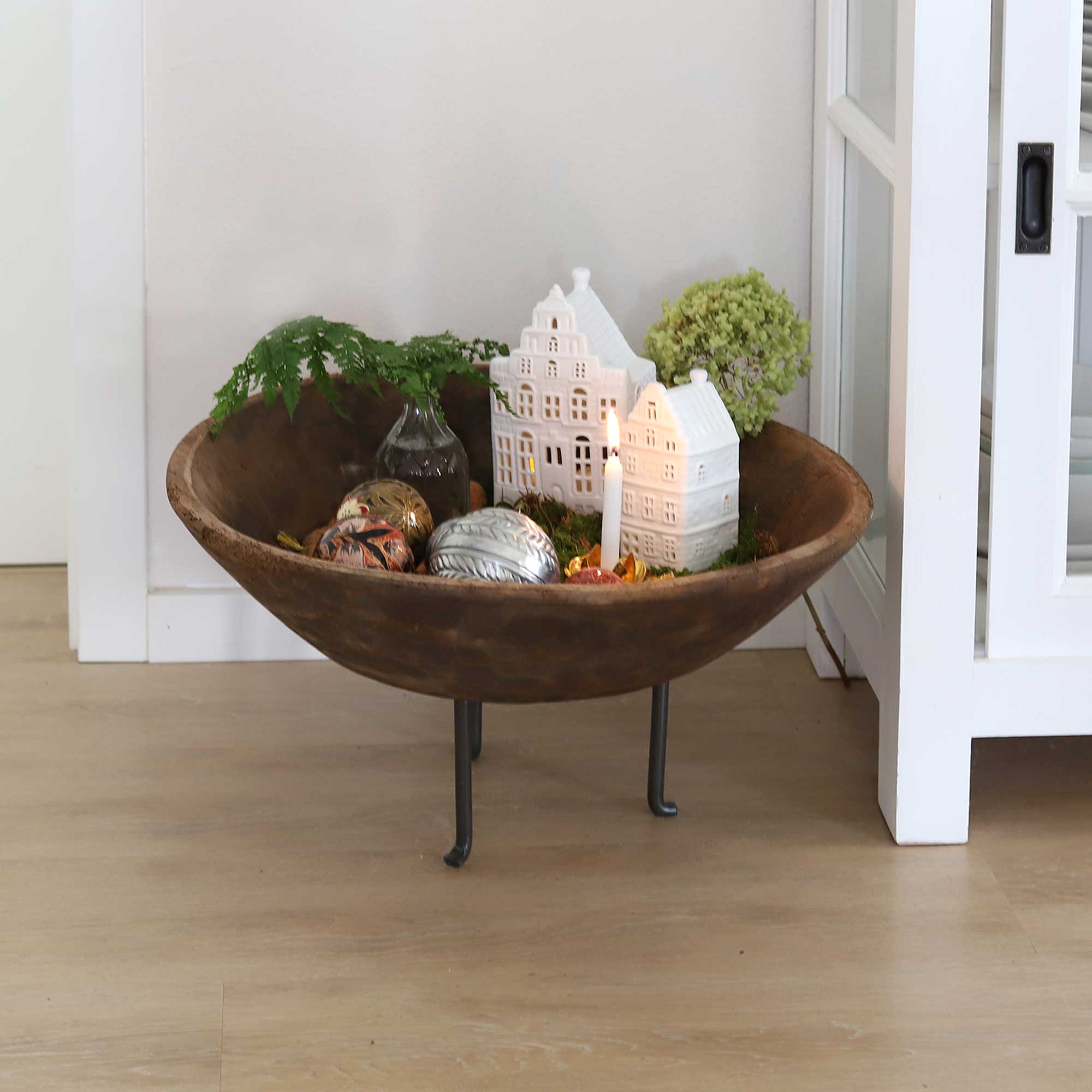 Holzschale Vintage auf Fuss Stativ Deko Zubehör Ständer dekorieren Wohndeko Tablettständer Soulbirdee Onlineshop