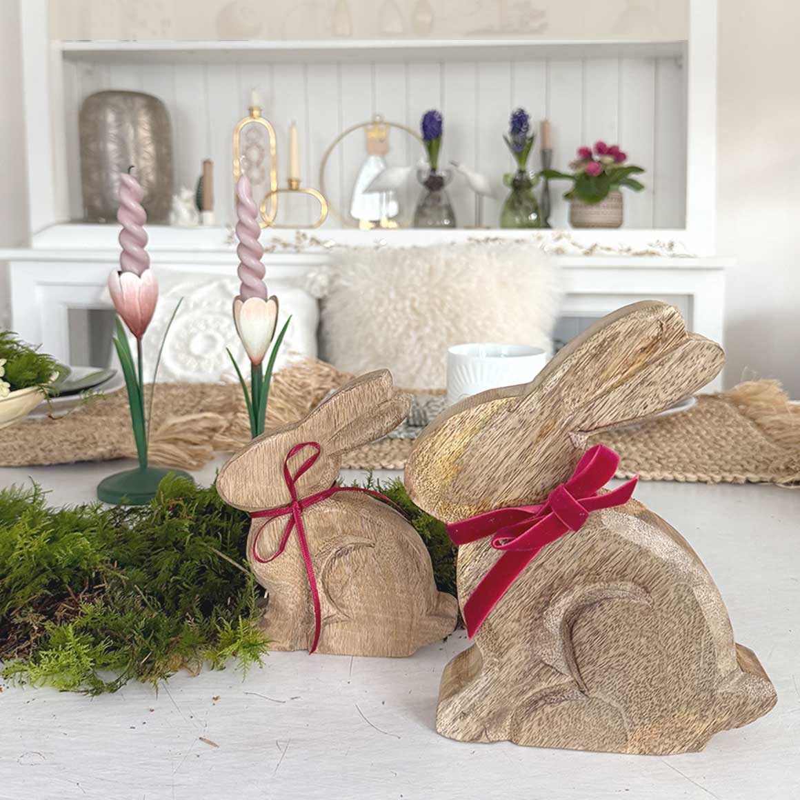 Soulbirdee Onlineshop Ostern Osterdeko Dekoration modern Ideen Skandinavisch kaufen Osterdekor Hoppelhase Berti Hase Holz Frühling Mangoholz