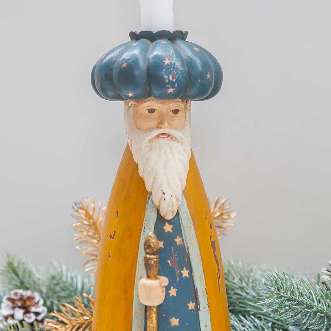 einzelfigur blau bunt vintage deko figur balthasar koenig bungalow soulbirdee kerzenhalter