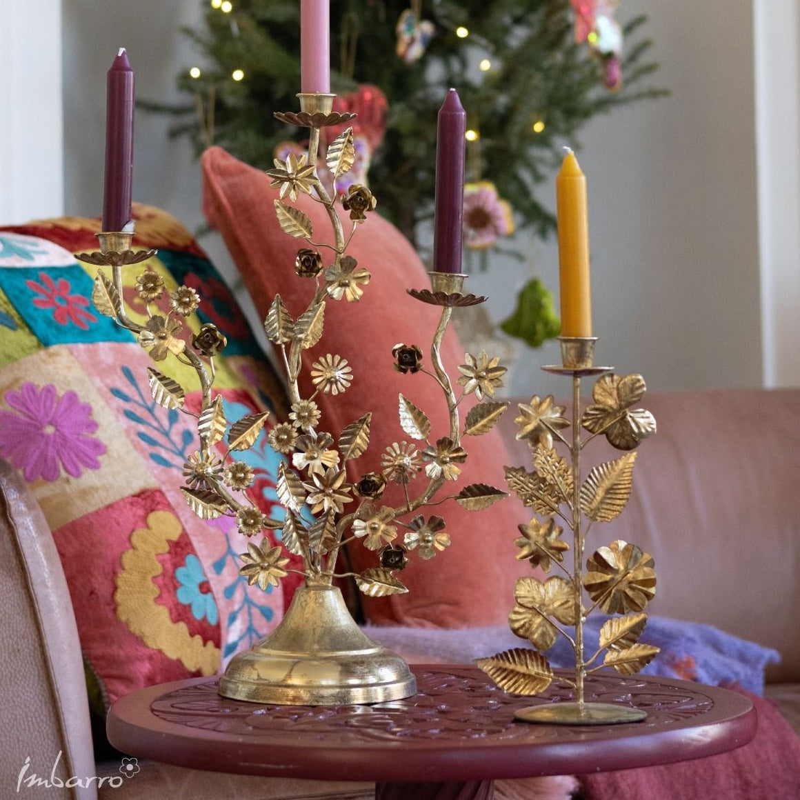 Boho Kerzenleuchter MARIA | goldener 3-armiger Kerzenständer