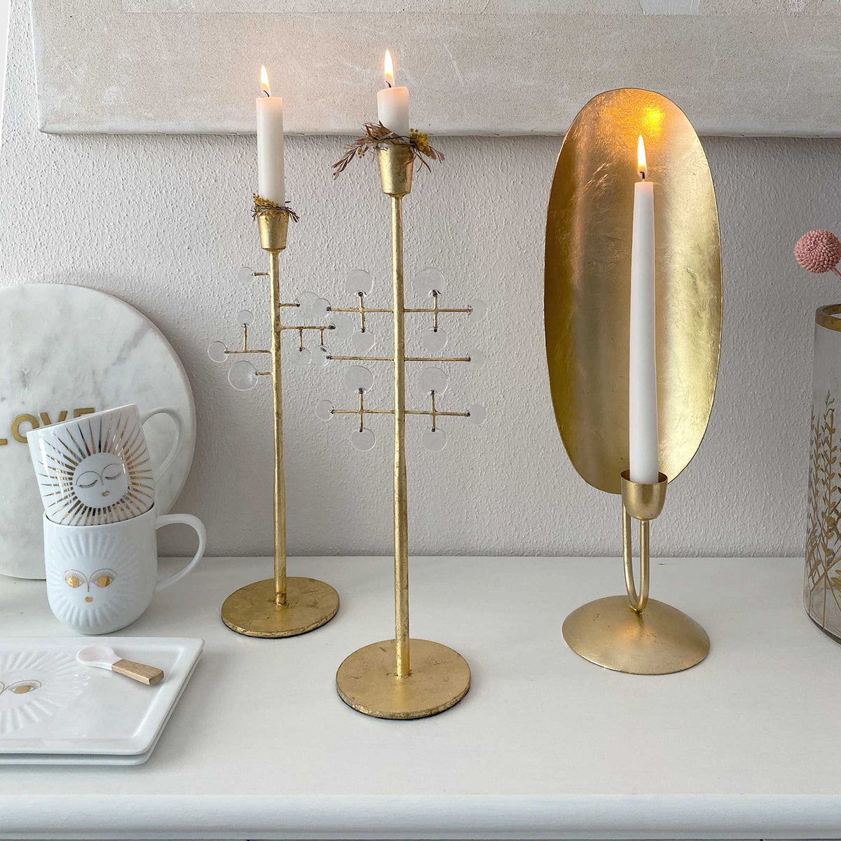 Kerzenständer Gold + Glas | Vintage