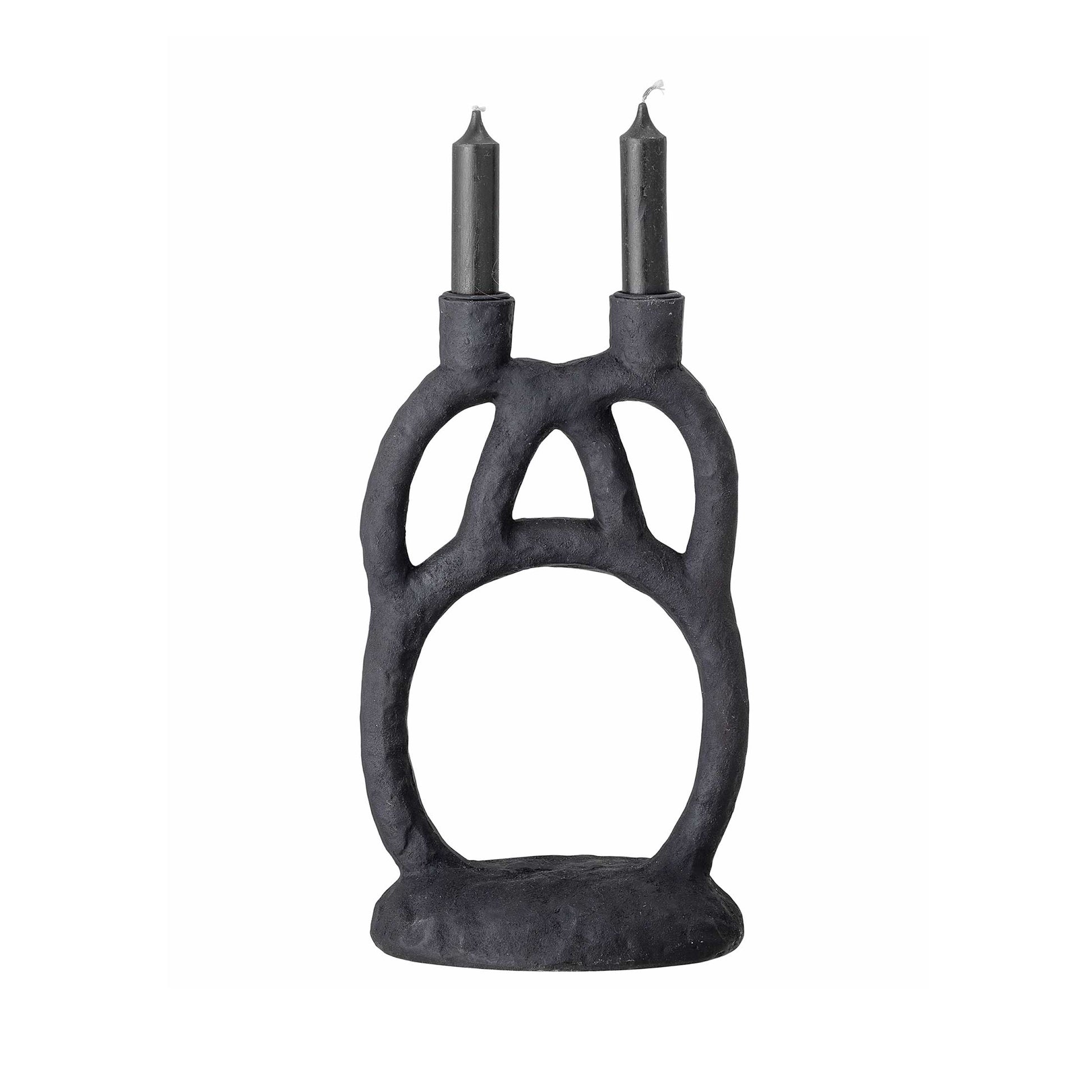 Kerzenhalter für Stabkerzen Schwarz Ausgefallenes Boho Style Design Kerzenständer für 2 Kerzen | Kerzenständer kaufen | Onlineshop Soulbirdee Ethno Style Kerzenhalter PEDRO in Schwarz ♥ eine ausgefallene Form, die 2 Kerzen trägt. Kerzenständer von Bloomingville Online kaufen