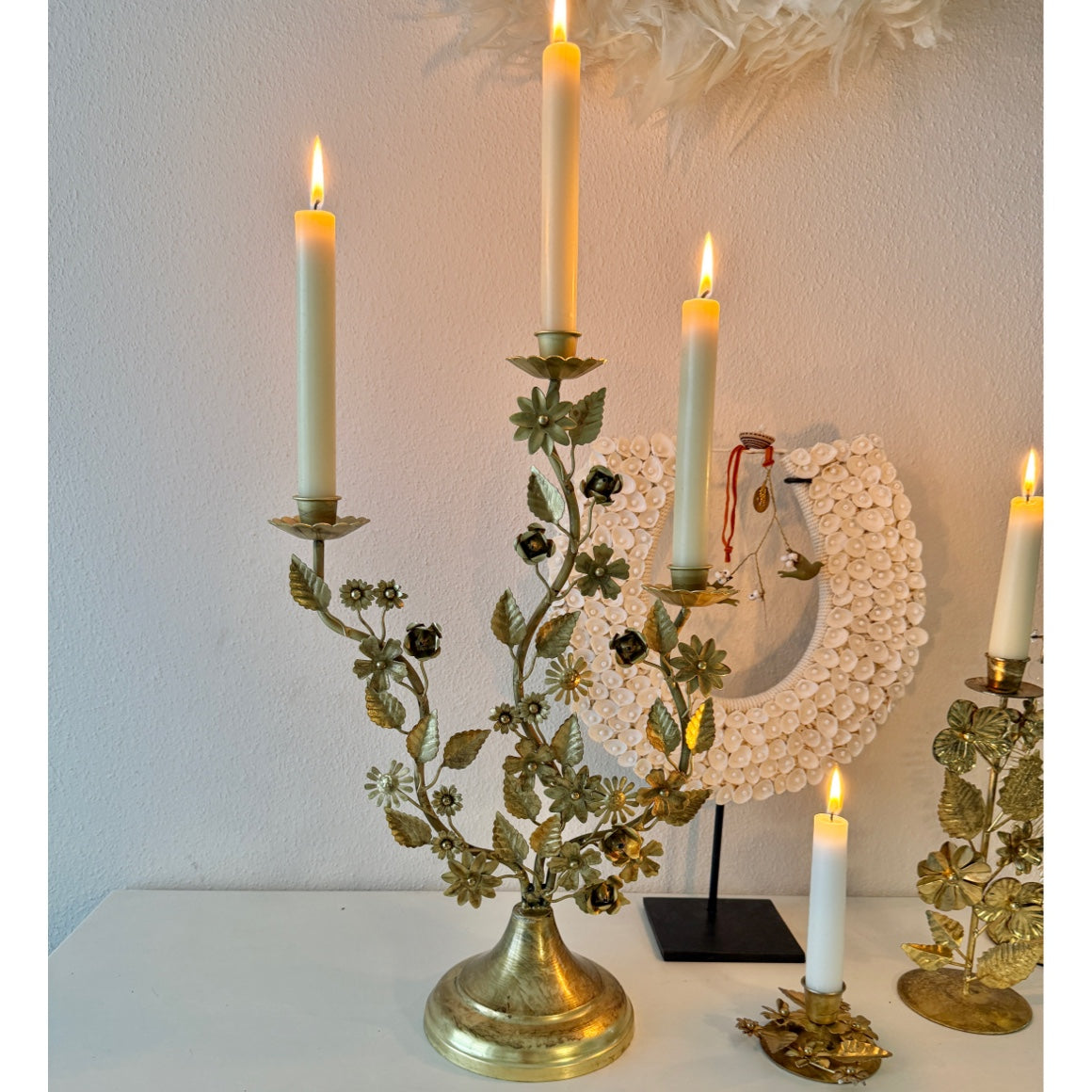 Kerzenhalter kerzenständer kerzenleuchter Maria Gold Boho Deko 3 kerzen Imbarro soulbirdee