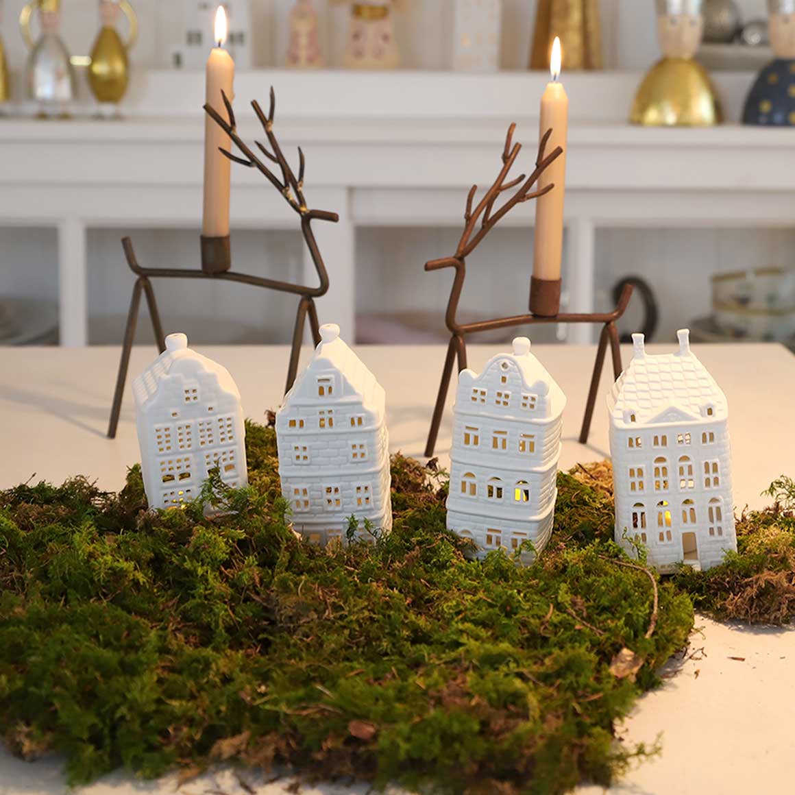 Kerzenständer Rentier Weihnachtsdeko 2023 Dekofigur Kerzenhalter Hirsch mit geweih aus Schweden Weihnachtsdeko kaufen Rentier Soulbirdee Onlineshop