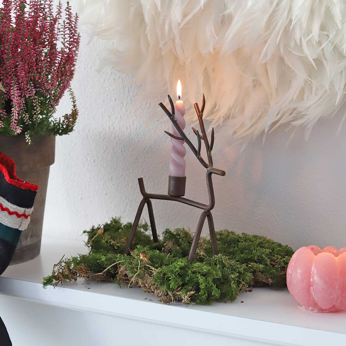 Kerzenständer Rentier Hirsch Geweih Weihnachtsdeko 2023 Dekofigur Kerzenhalter Kerzenleuchter Schweden Weihnachtsdeko kaufen Rentier Soulbirdee Onlineshop Weihnachtsshop