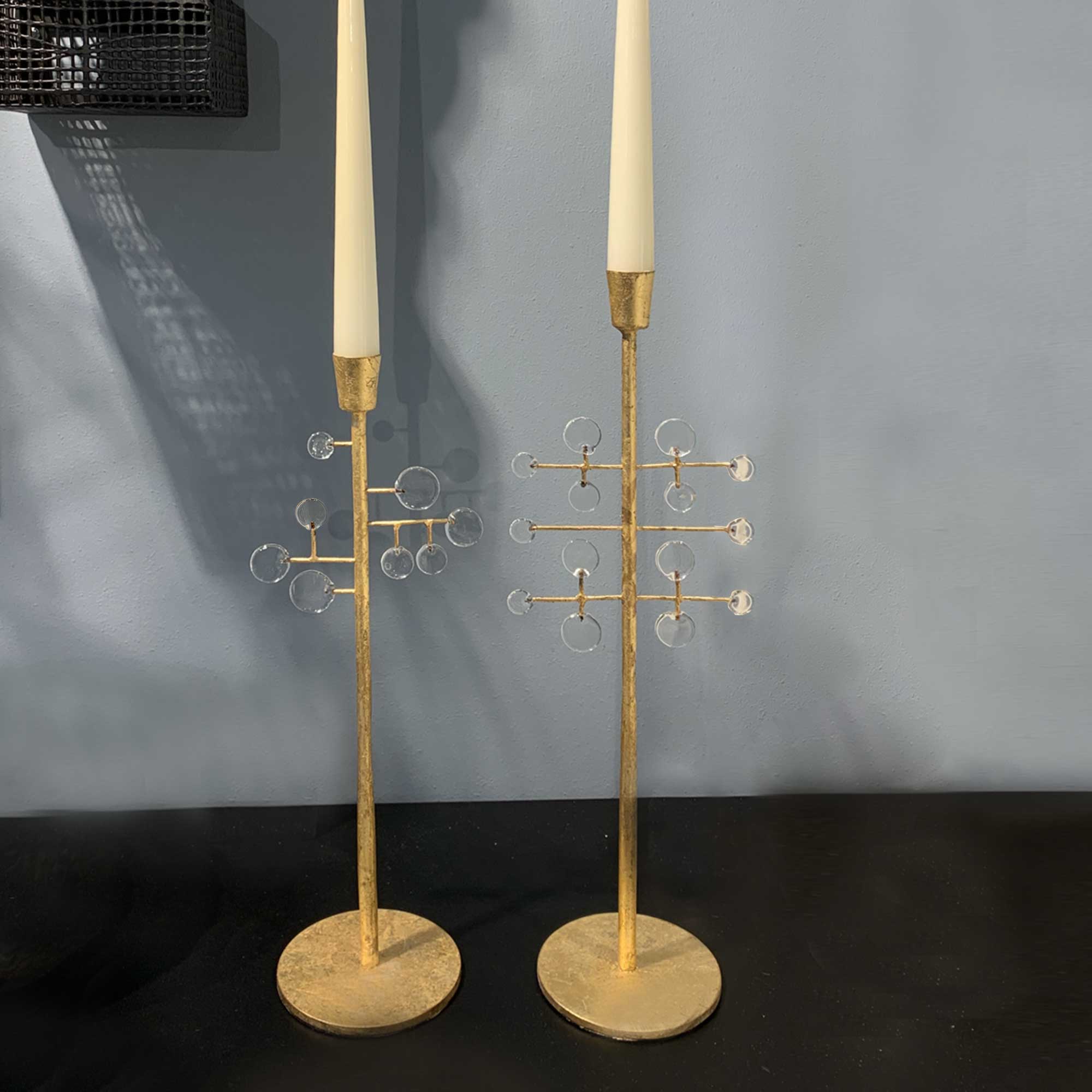 Kerzenständer Amira & Amor aus Blattgold mit Elementen aus Glas ♥ Goldener Kerzenständer Gold kerzenhalter für stabkerzen Goldener Boho Kerzenhalter kaufen