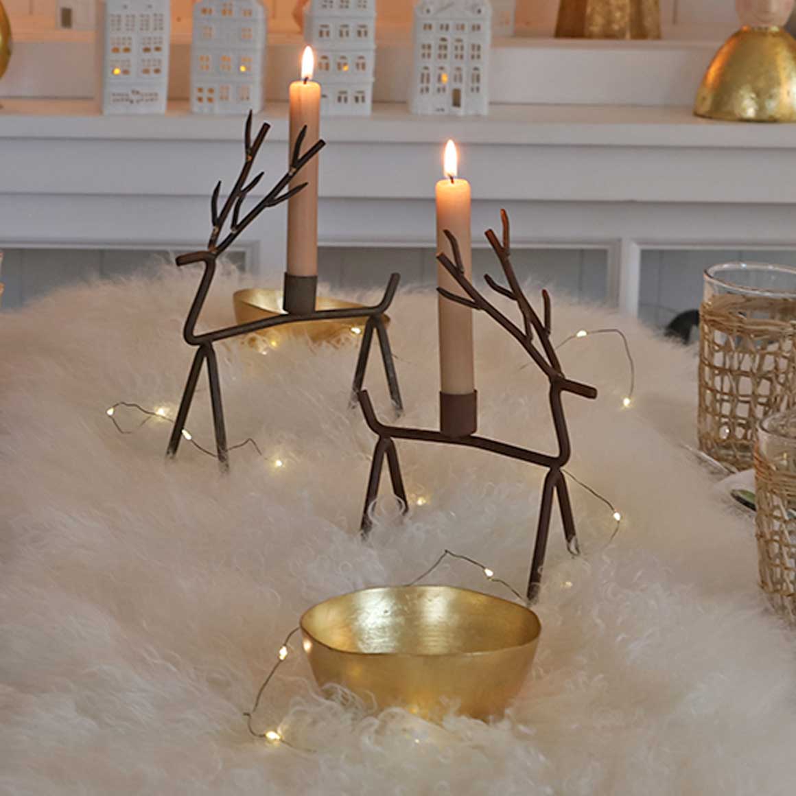 Kerzenständer Rentier Weihnachtsdekoration Tischdeko Weihnachtsdeko Dekofigur Kerzenhalter Hirsch geweih nordisch Deko Schweden Weihnachtsdeko kaufen Rentier Soulbirdee Onlineshop
