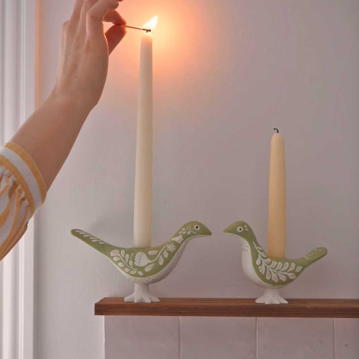 Vogel Kerzenständer Kerzenhalter grün | Osterdeko von Bungalow DK | Osterdeko für den Tisch | Deko im Frühling | Osterdeko 2024 | Dänemark Taube | Soulbirdee Onlineshop