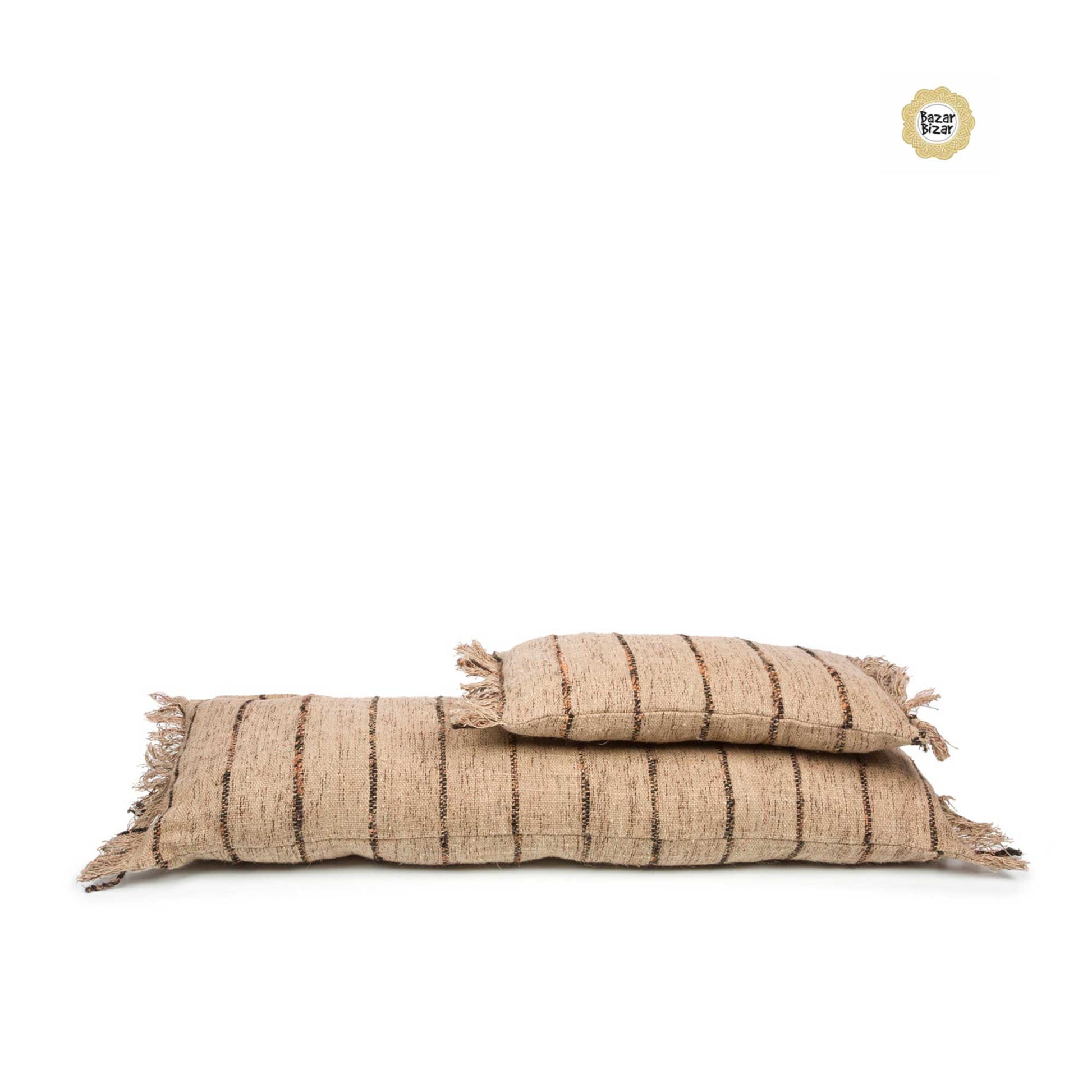 Kissen Braun Kissen The Oh My Gee Dekokissen Beige/Schwarz ♥ Bazar Bizar ♥ Boho Kissen aus Baumwolle im Boho Style mit Fransen ♥ Kissen kaufen ♥ Soulbirdee Onlineshop