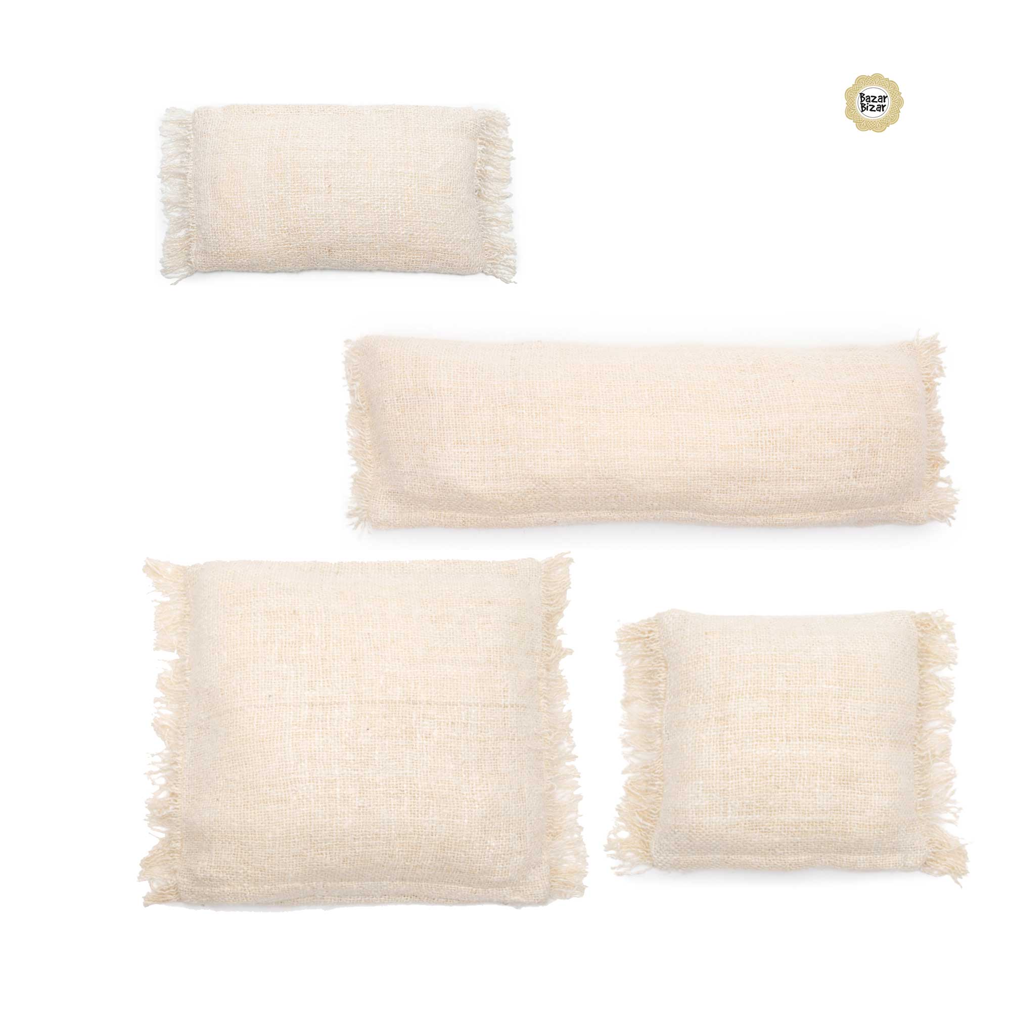 Boho Kissen Gee Bazar Bizar Boho Style weiss Cream Baumwolle Fransen Soulbirdee Online Shop Kissen kaufen