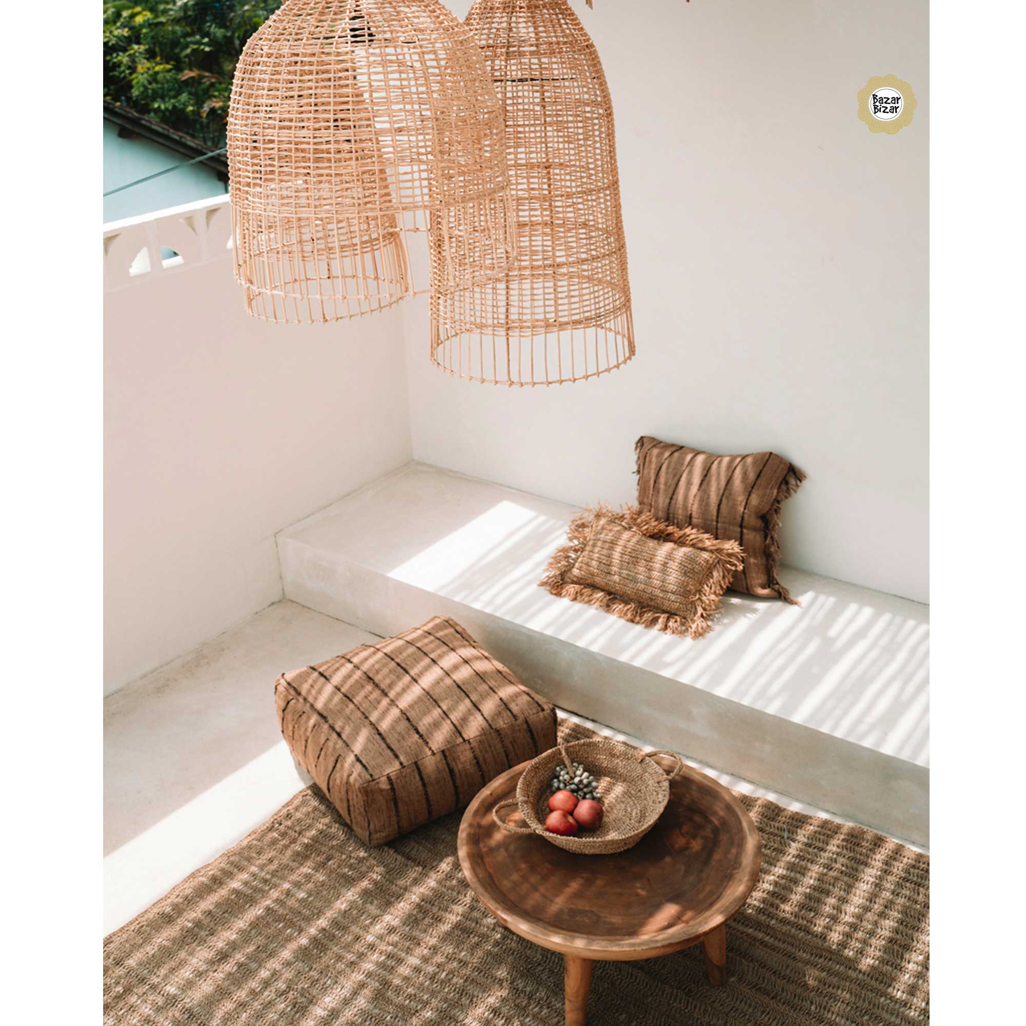Kissen Pouf Bazar Bizar Beige Black Soulbirdee