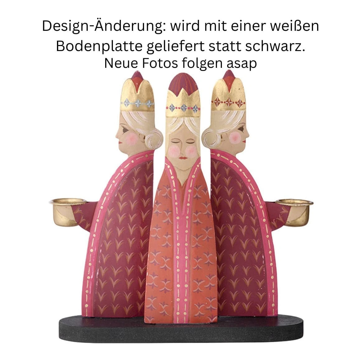 Heilige Drei Königinnen Kerzenhalter Bungalow DK Designobjekt Weihnachtsdeko auf weißerHolzplatte