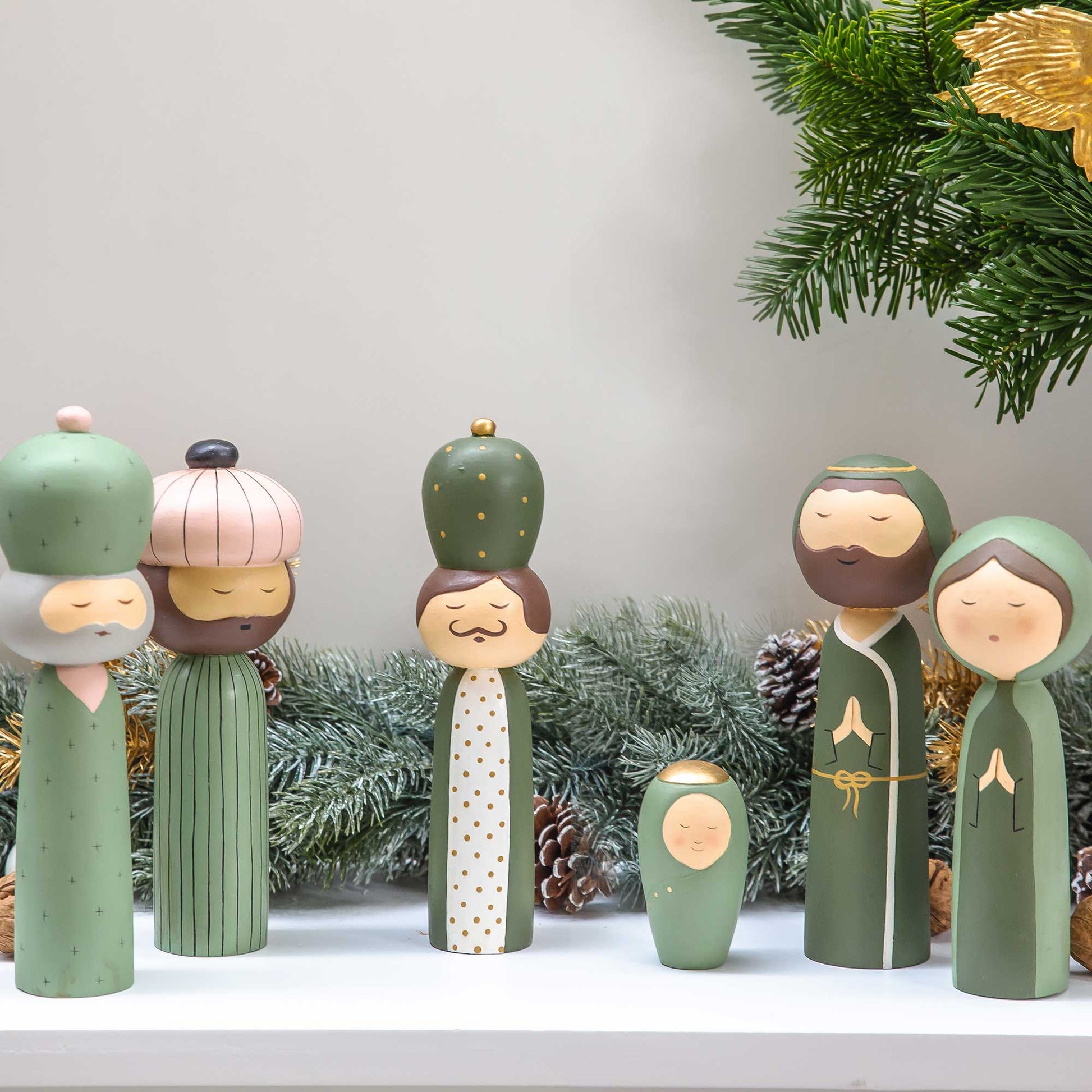 Kokeshi Krippenfiguren Grün Bungalow DK Soulbirdee Onlineshop