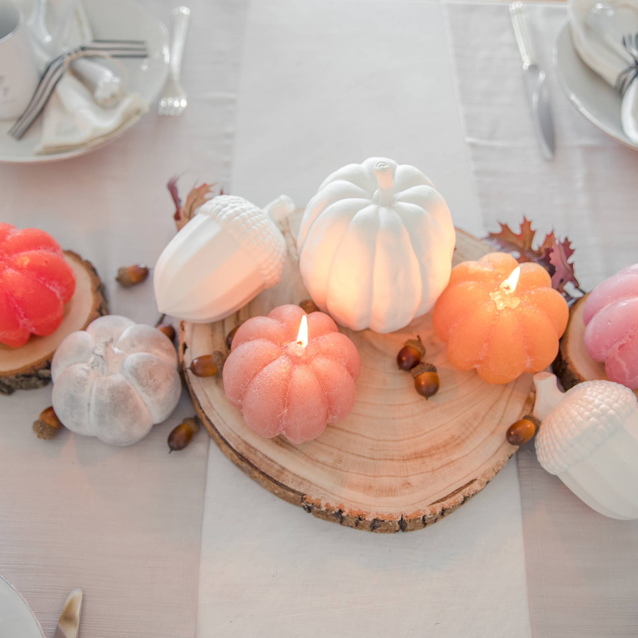 Kürbis Kerze aus Paraffin Wachs für die Dekoration im Herbst, lange Brenndauer. Kerzen in Kürbisform in vielen Farben herbstdeko kaufen deko onlineshop soulbirdee