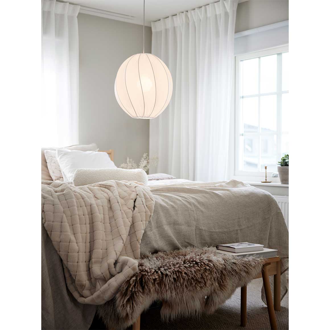 Lampe schlafzimmer hängelampe boho pendelleuchte weiss stoff oval olivia soulbirdee onlineshop