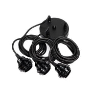 Lampenfassung für 3 Lampen Schwarz Textilkabel und schwarze Fassung | Für XXL Lampenschirme und große Lampen | Soulbirdee Onlineshop
