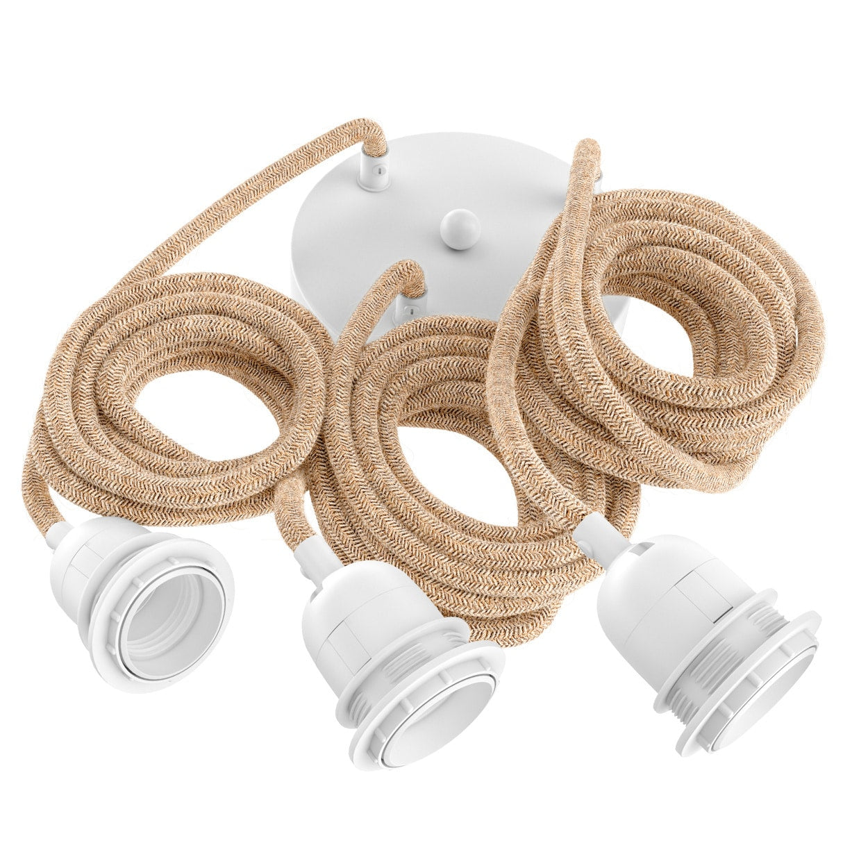 Lampenfassung mit 3 Kabel in Weiß / Braun von der Marke Bazar Bizar. Fassung für Hängelampen mit 3 Anschlüssen reduziert kaufen