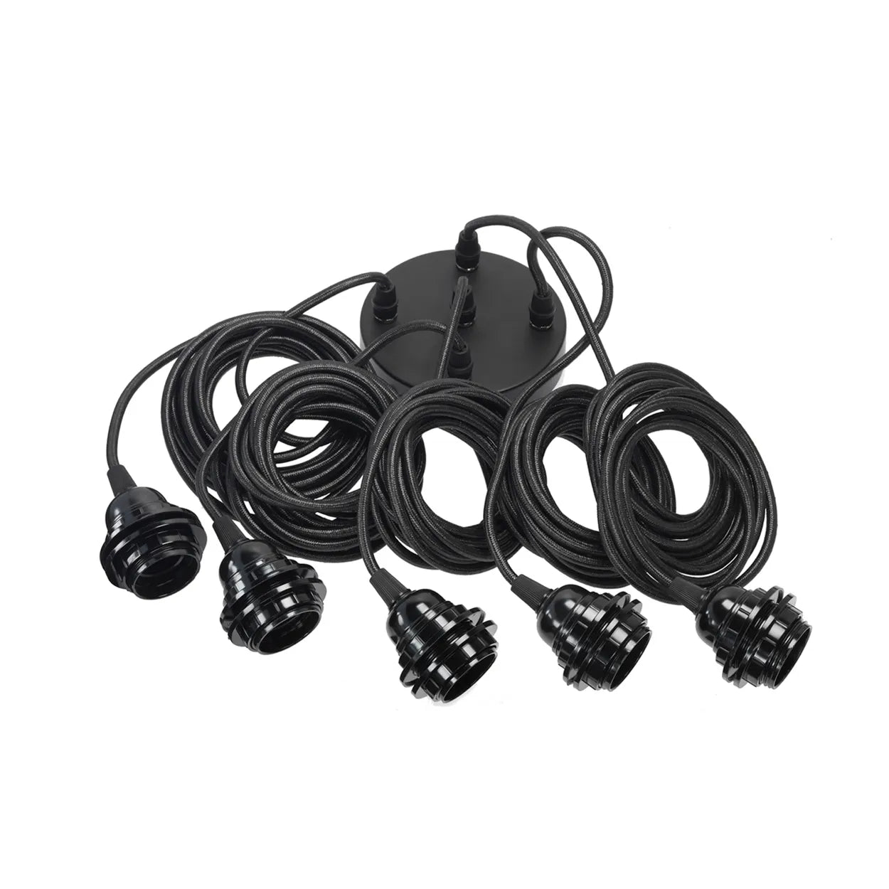 Lampenfassung mit 5 Kabel mit schwarzem Kabel und schwarzer Fassung Für XXL Lampenschirme und große Lampen 