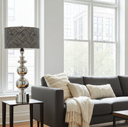 hoher Lampenschirm silber retro stil als Tischlampe elegant modern
