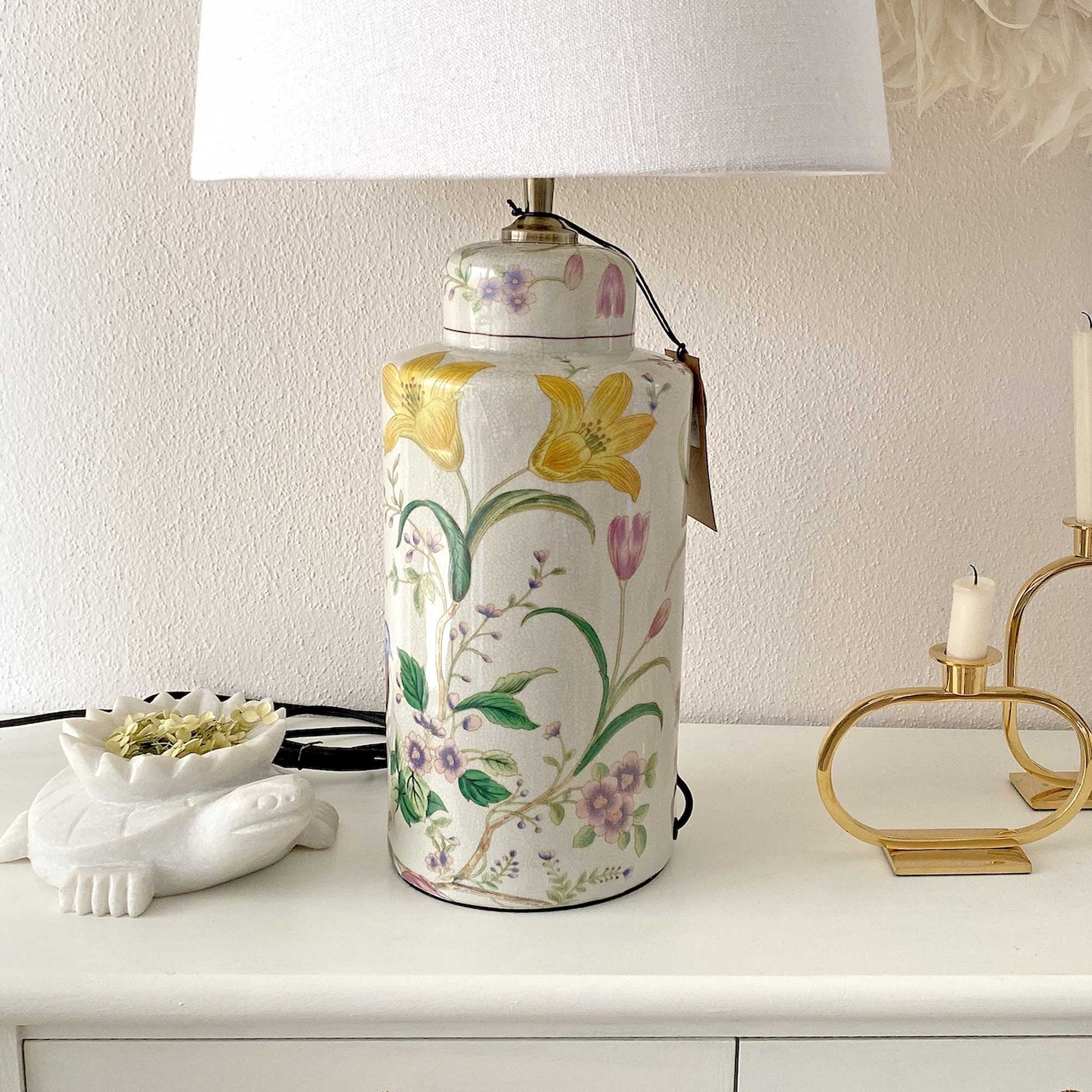 Lampenfuss Landhaus Stil Porzellan Chinoiserie mit Vogel Malerei Tischlampe Landhaus Stil Chinesische Vasenlampe PRHOME Tischlampe kaufen Soulbirdee Onlineshop