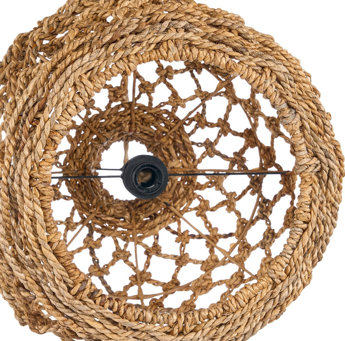 Untersicht des geflochtenen Lampenschirm aus Naturmaterial Banara