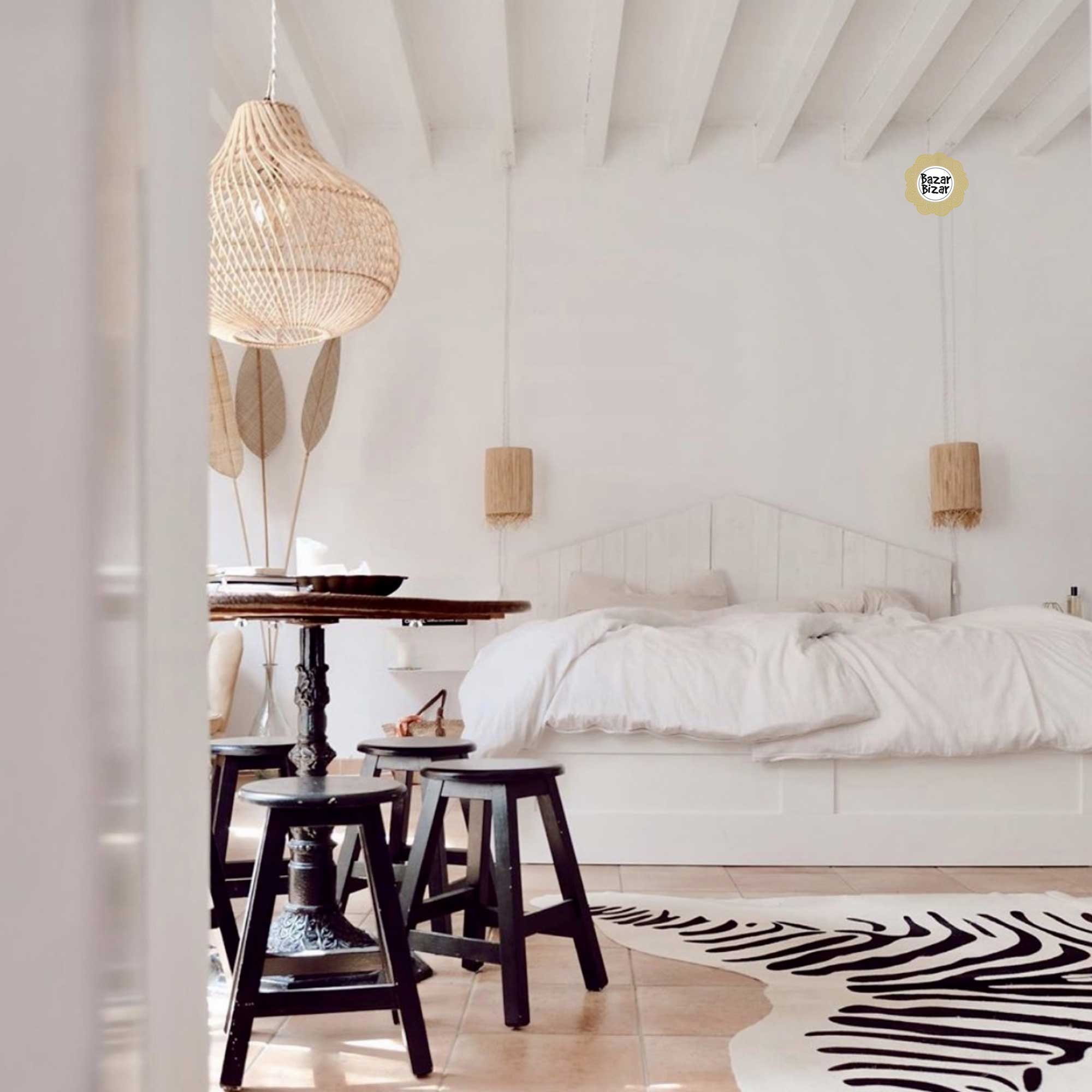 Lampenschirm Hängelampe Hängeleuchte mediterran skandinavische lampe Bazar Bizar Schlafzimmer Lampe aus Rattan Rattan Lampenschirm