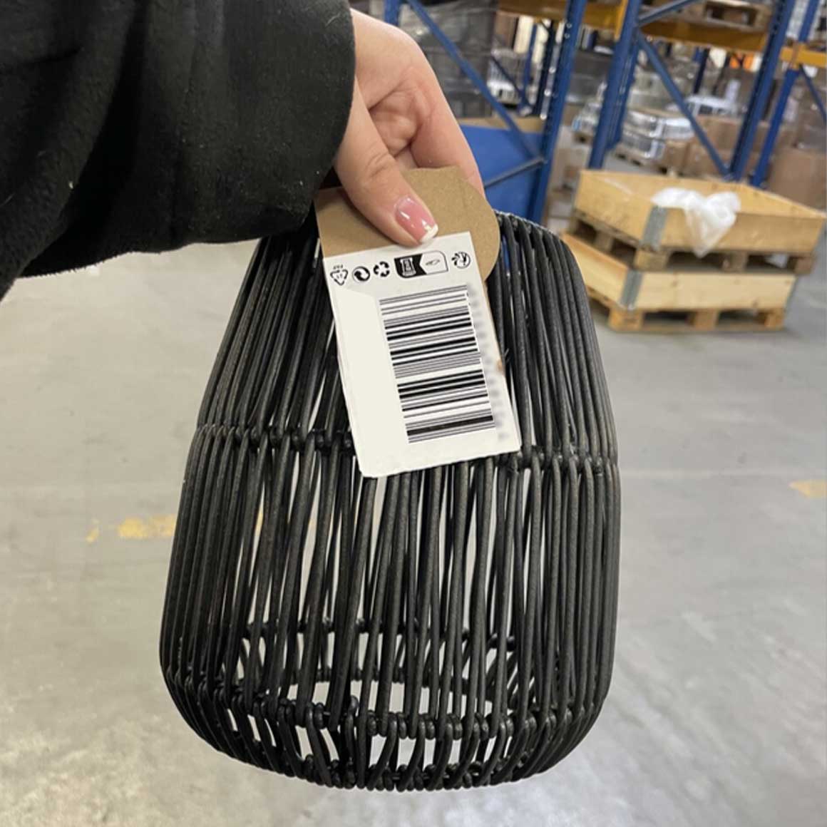 Lampenschirm Lichterkette Saigon Polyrattan schwarz