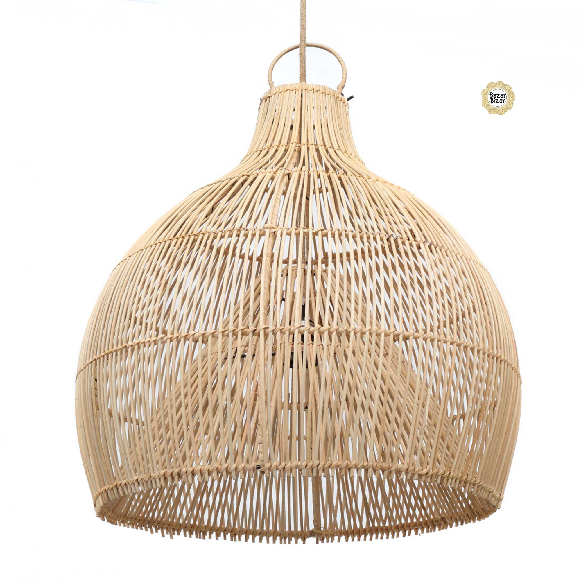Lampenschirm Rattan in der Farbe Natur, Lobster Hängelampe Pendelleuchte Rattanlampe Skandi Stil von Bazar Bizar Soulbirdee Onlineshop