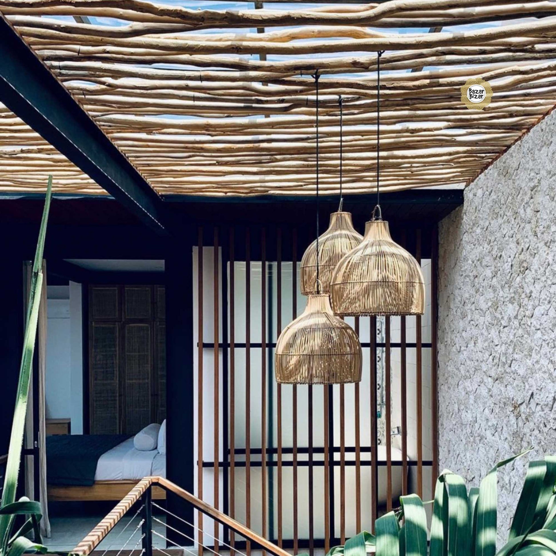 Lampenschirm Rattan in der Farbe Natur Rattanllampe Lobster Hängelampe Pendelleuchte Lampe kaufen Bazar Bizar Soulbirdee Onlineshop