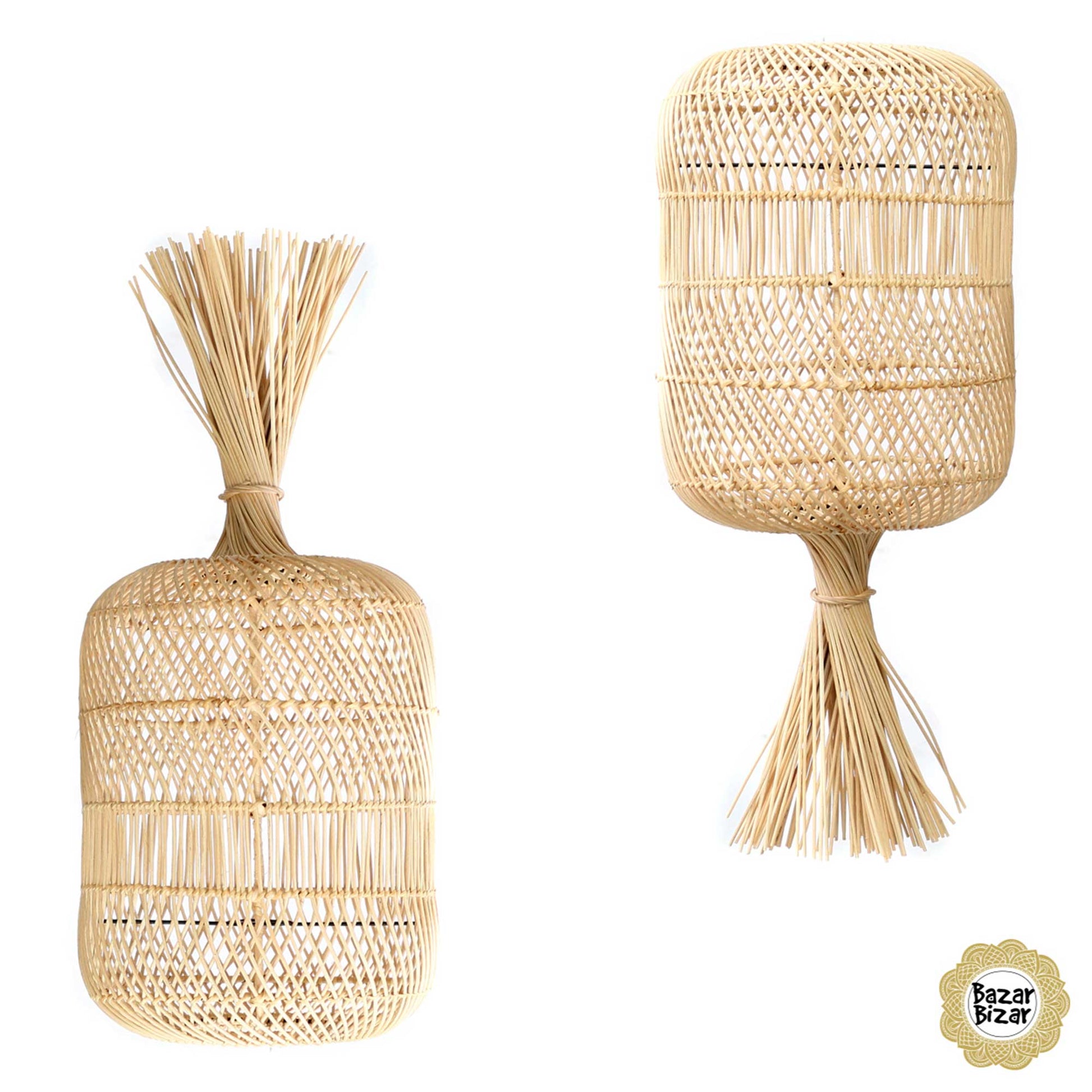 Lampenschirm aus Rattan als Deko Bodenlampe Dumpling Lampe Bazar Bizar Lampen im Boho Stil als Dekoration oder Hängelampe oder Stehlampe im Soulbirdee Lampenshop Lampe kaufen