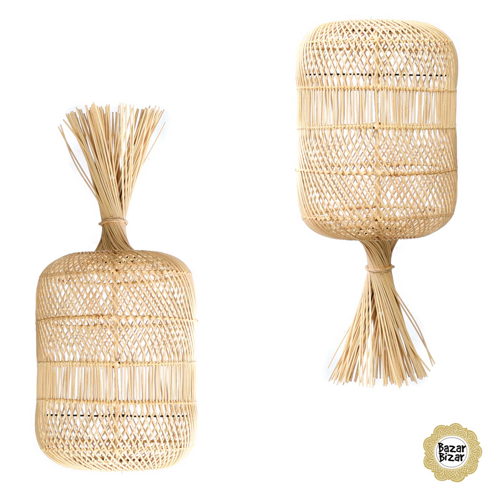 Lampenschirm aus Rattan als Deko Bodenlampe Dumpling Lampe Bazar Bizar Lampen im Boho Stil als Dekoration oder Hängelampe oder Stehlampe im Soulbirdee Lampenshop Lampe kaufen