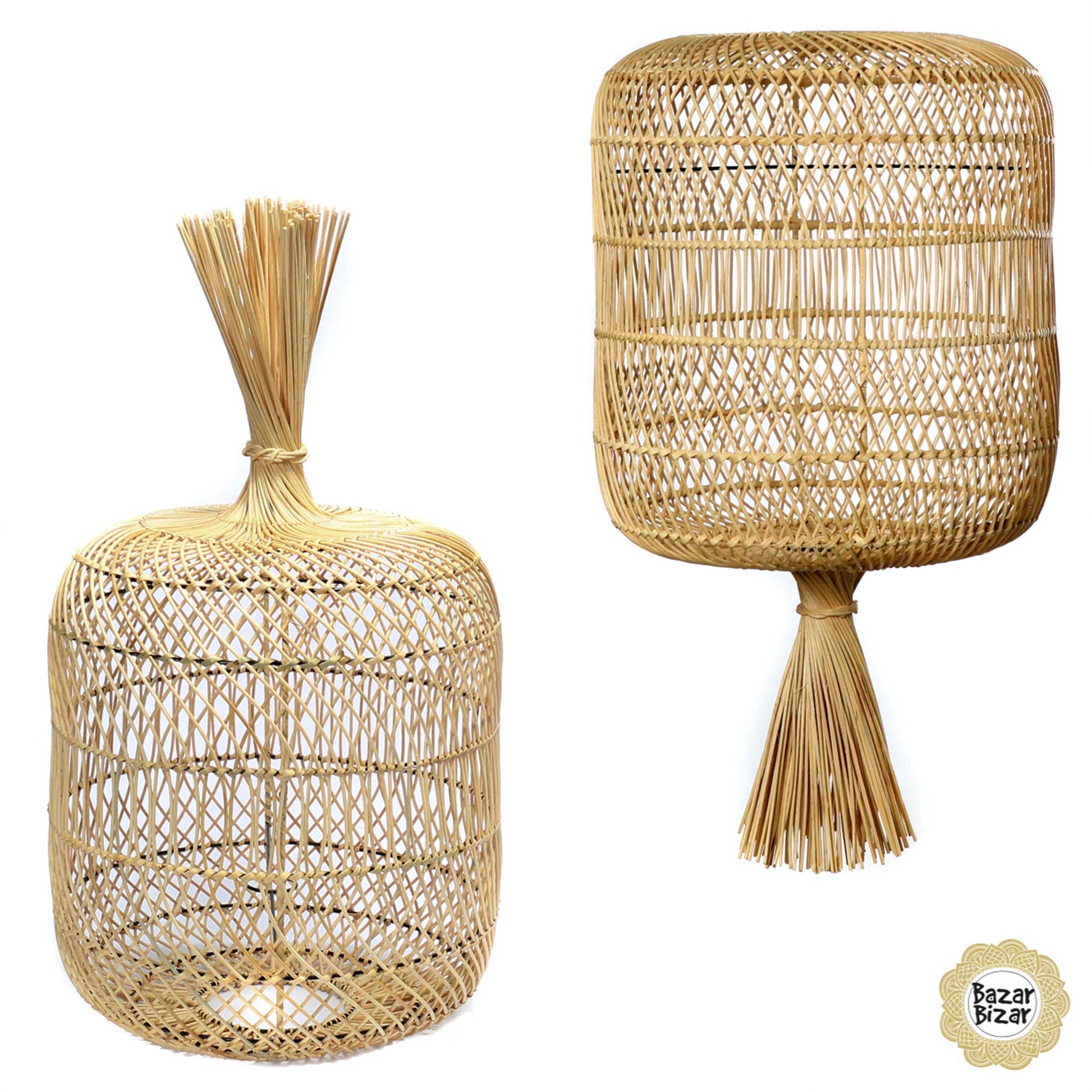 Lampenschirm aus Rattan für Hängelampe im Boho Style Bodenlampe Dumpling Lampe Bazar Bizar Lampen im Boho Stil als Dekoration oder Hängelampe oder Stehlampe im Soulbirdee Onlineshop