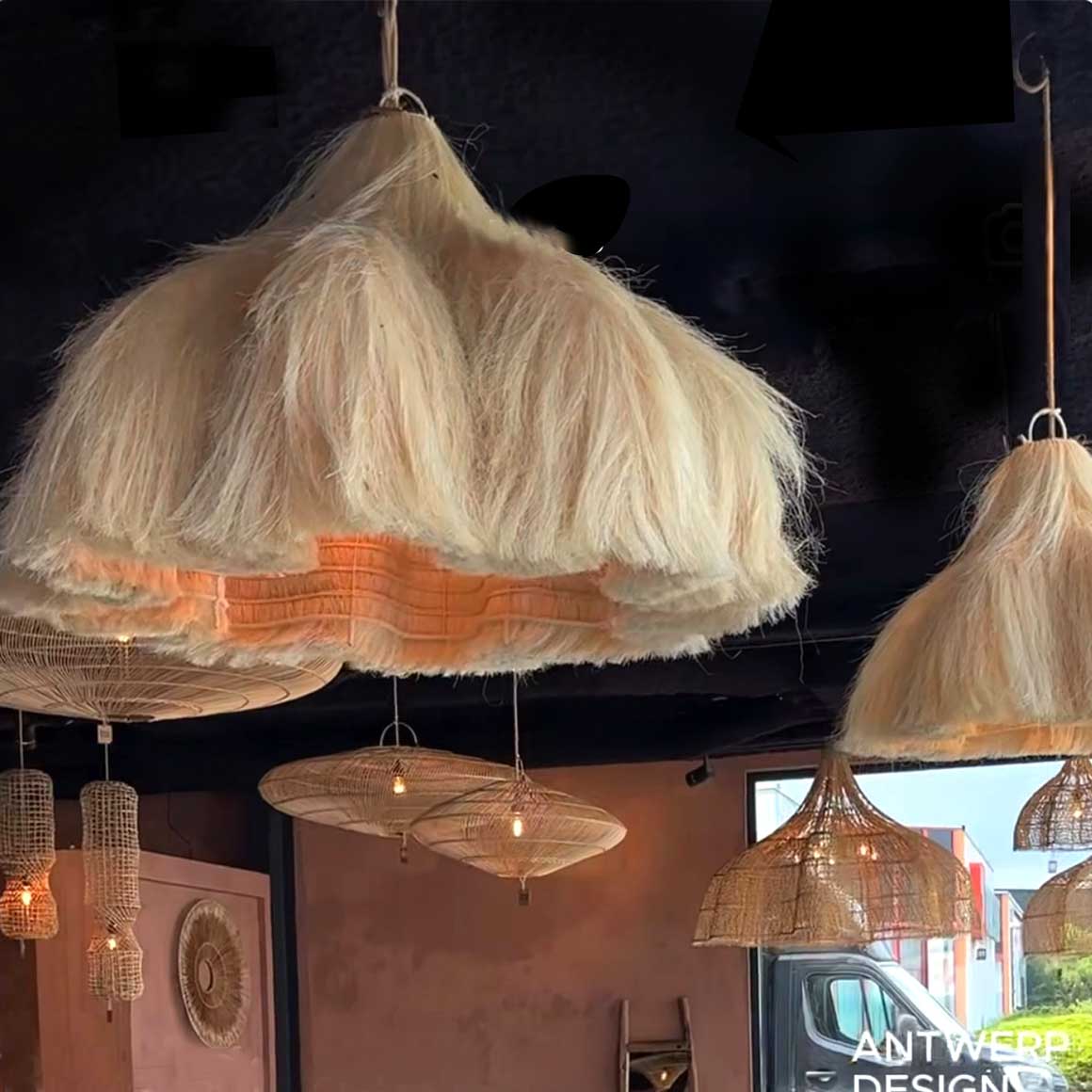 Lampenschirm Hängelampe Boho Style Lampen Lampe Hanf Pendelleuchte Bazar Bizar Soulbirdee Onlineshop Hotel Restaurant Beleuchtung
