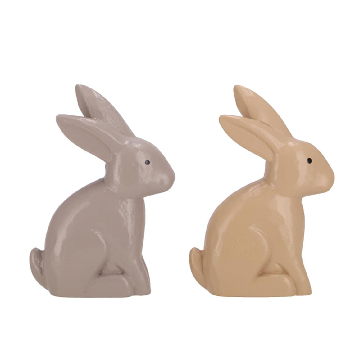 Harmonisches Duo an lackierten osterhasen in Beige Ein Set bestehend aus zwei farblich abgestimmten Hasen.