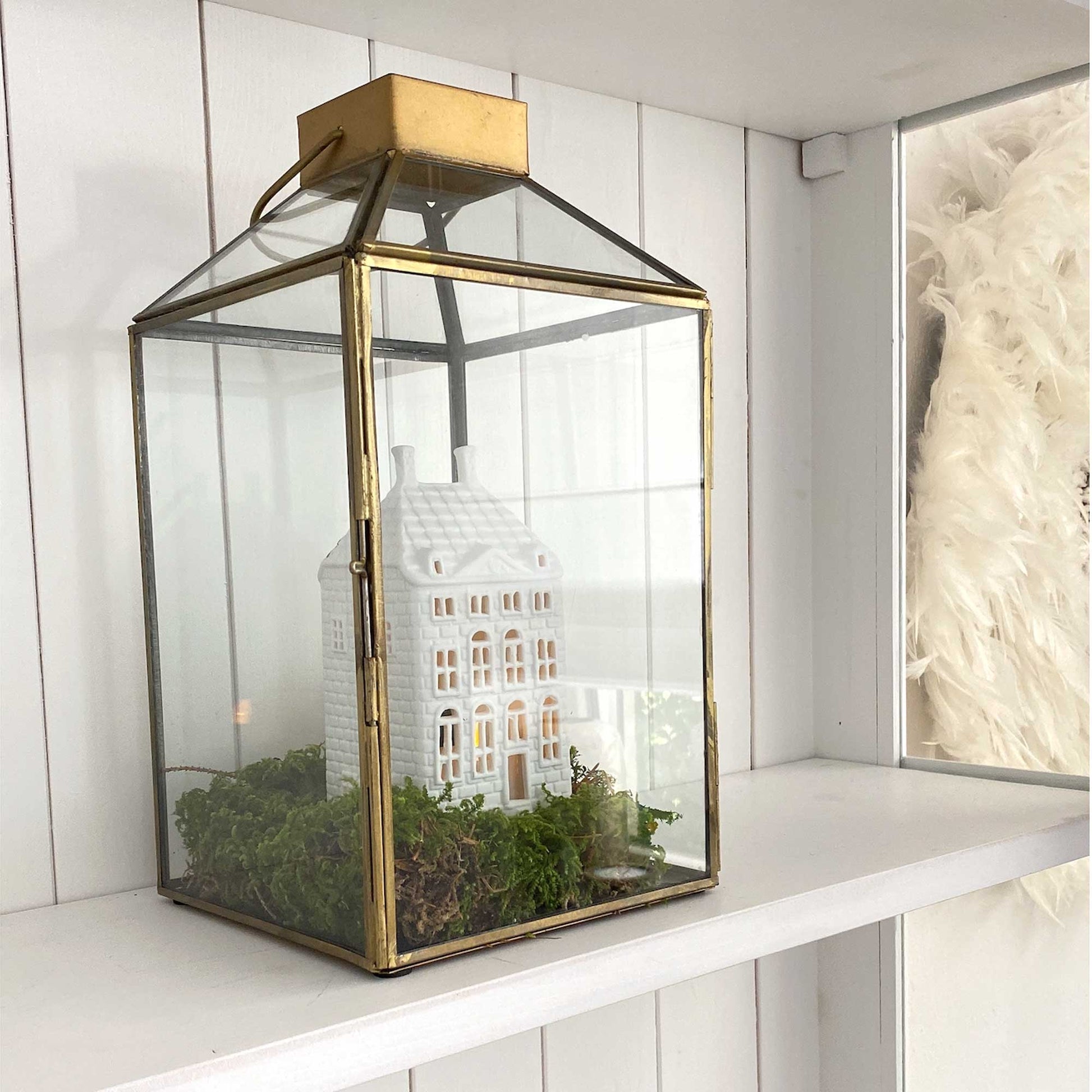 Laterne Glas Vitrine Landhaus Gold Metall, Windlicht Griff Henkel, Deko für Kerzen ✓ IB Laursen kaufen Soulbirdee Onlineshop