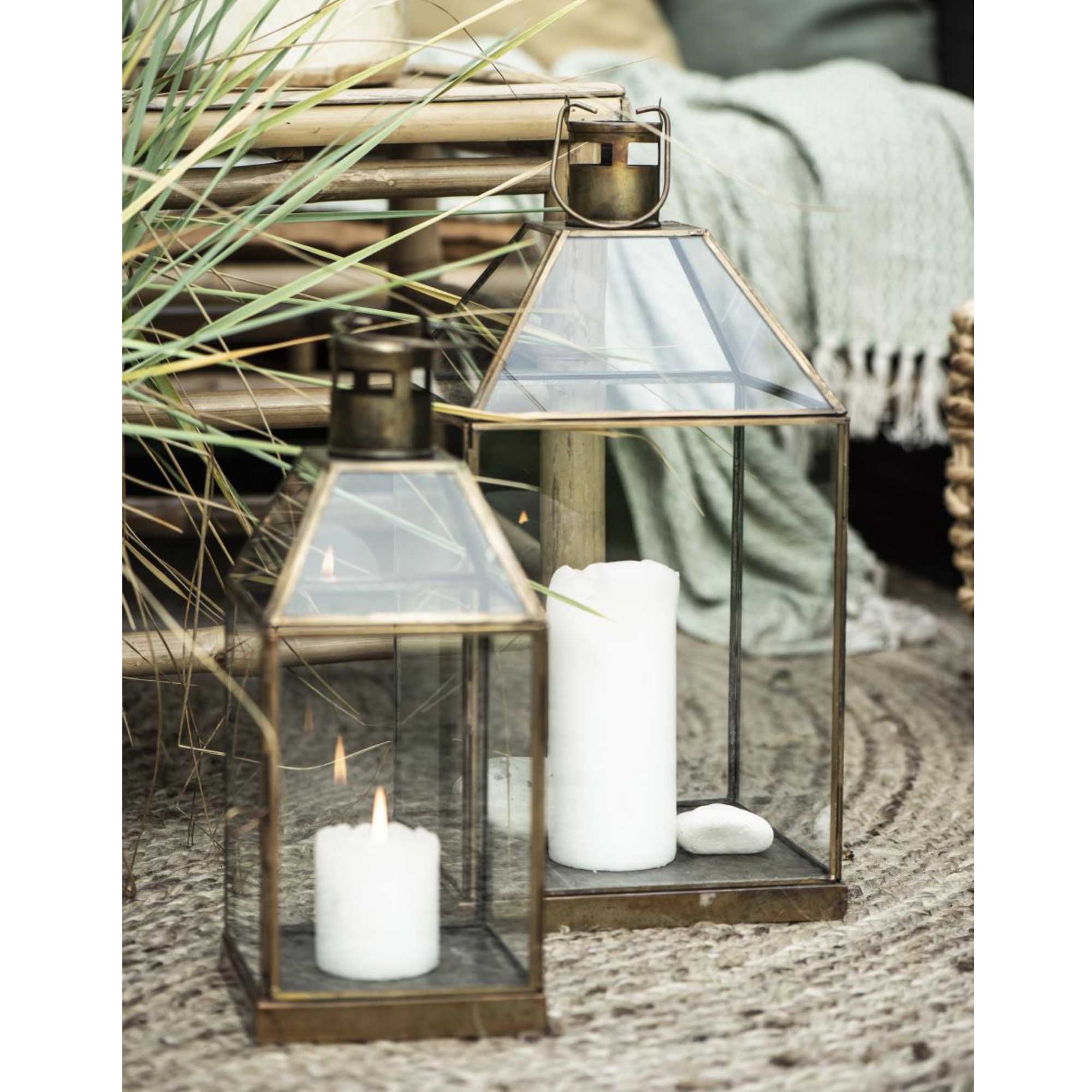 Laterne aus Glas und goldenem Metall, iblaursen Soulbirdee Onlineshop