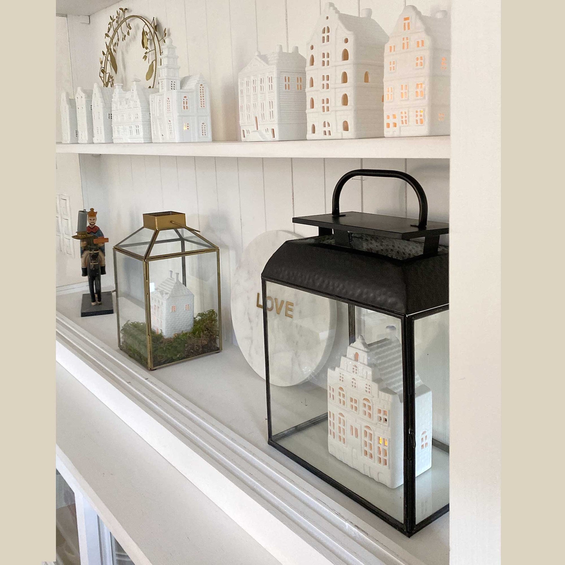 Laternen aus Glas, Vitrine für Lichthaus, Lichthausdeko im Soulbirdee Onlineshop