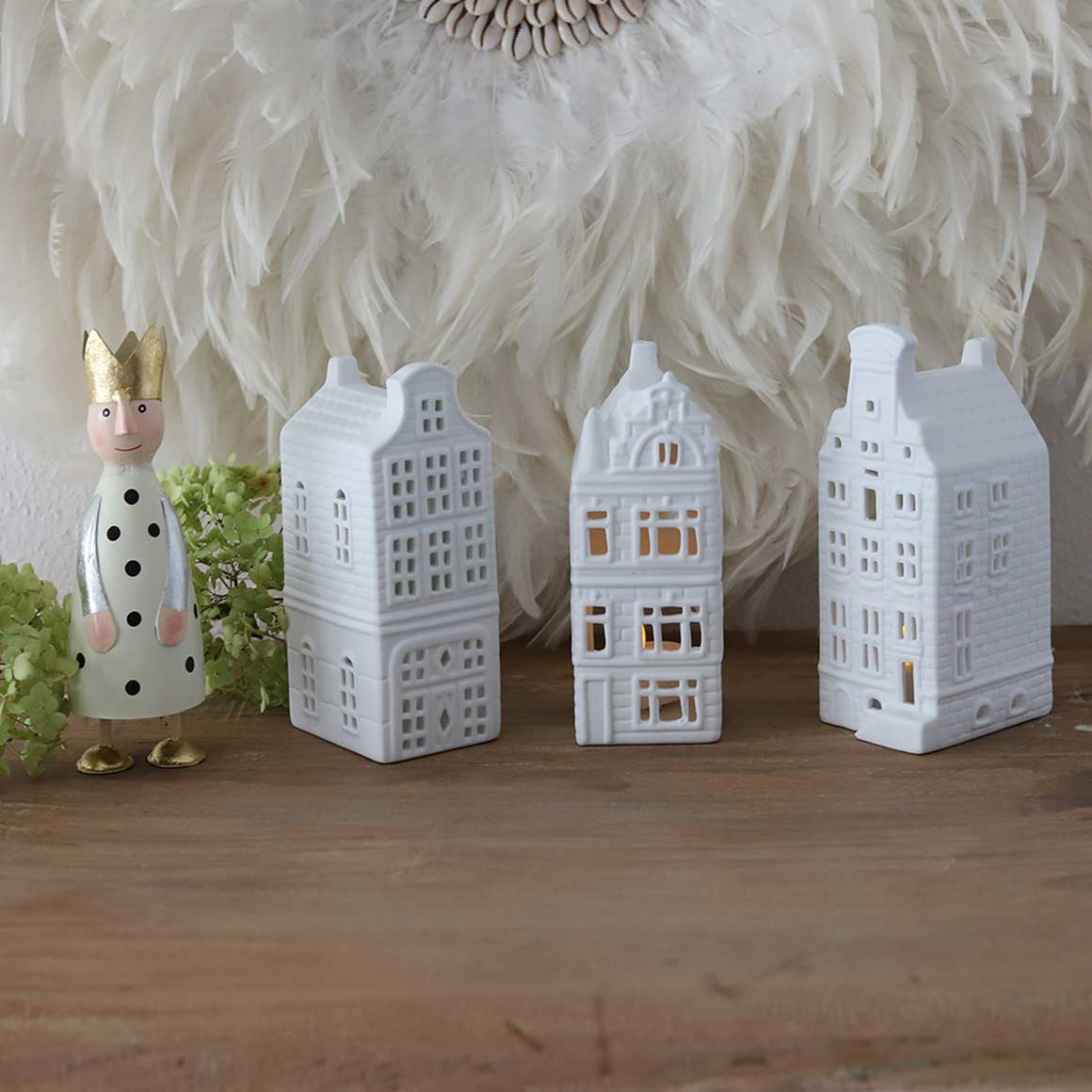 Lichthaus Set Amsterdam Holland Lichthäuser für Teelichter Teelichthaus Porzellanhaus weiß &Klevering Lichthaus kaufen Soulbirdee Online Shop Herbstdeko weihnachtsdeko Kerzenständer Kerzenhalter Kerzendeko Trend Neu