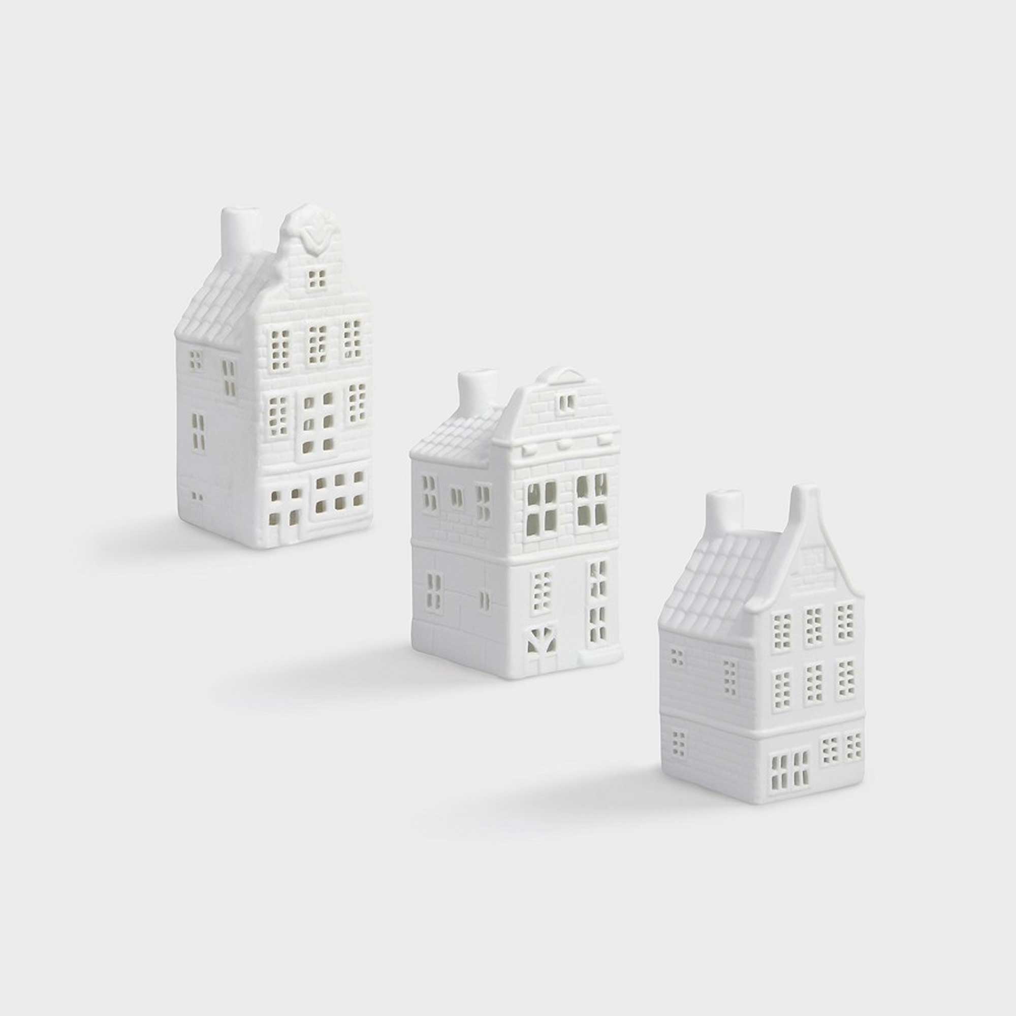 Lichthäuser 3 Set Kanalhäuser No. #2 Goldene Bucht Teelichthaus Amsterdam Klevering Grachtenhaus Lichthaus weiß | Soulbirdee Onlineshop 3er Set Kanalhäuser Nummer #2 | Teelichthäuser aus Amsterdam von Klevering. Lichthäuser für Teelichter Lichthausdeko